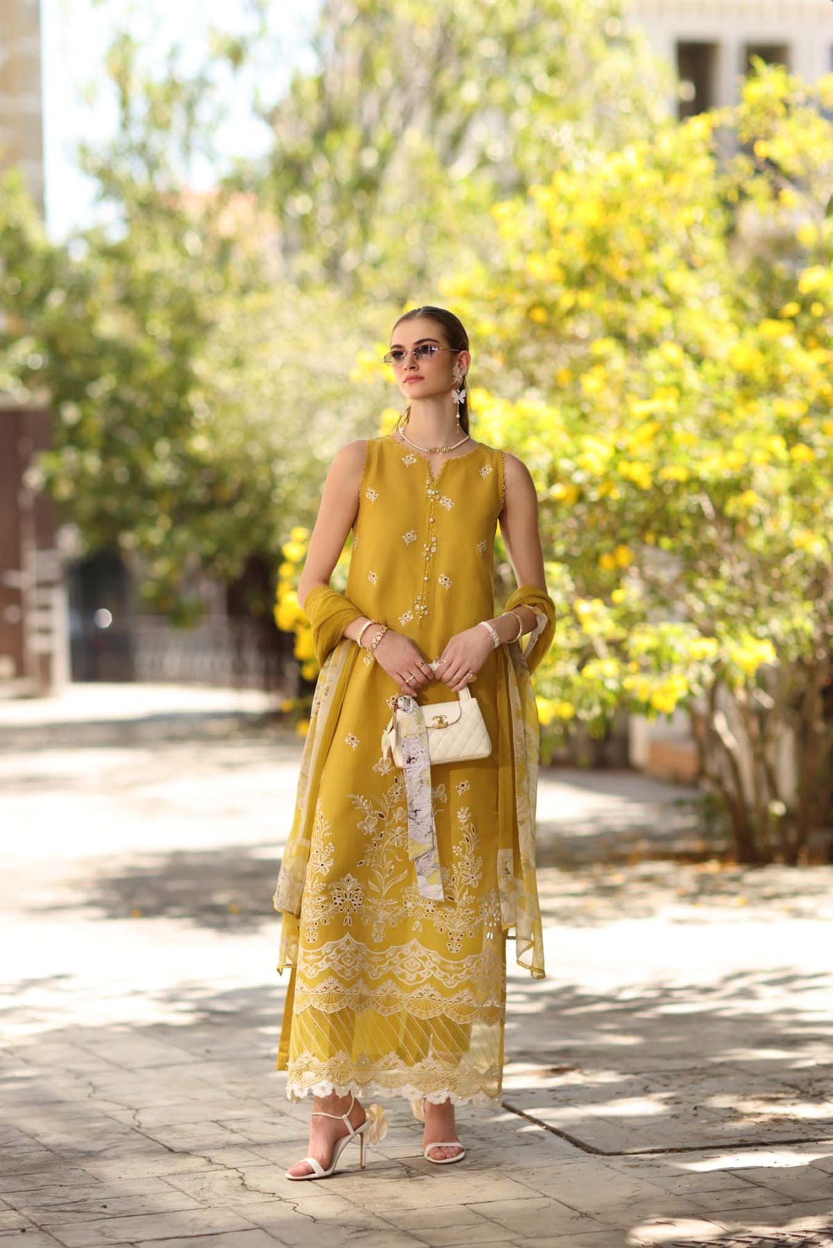 Noor by Saadia Asad | Eid Luxe Printkhaas 26 | D1 - B - Mango Yellow-Brand:Noor by Saadia Asad-Type:Ladies Clothes-Mustard-Lawn-House of Maryam- Buy in UK, USA