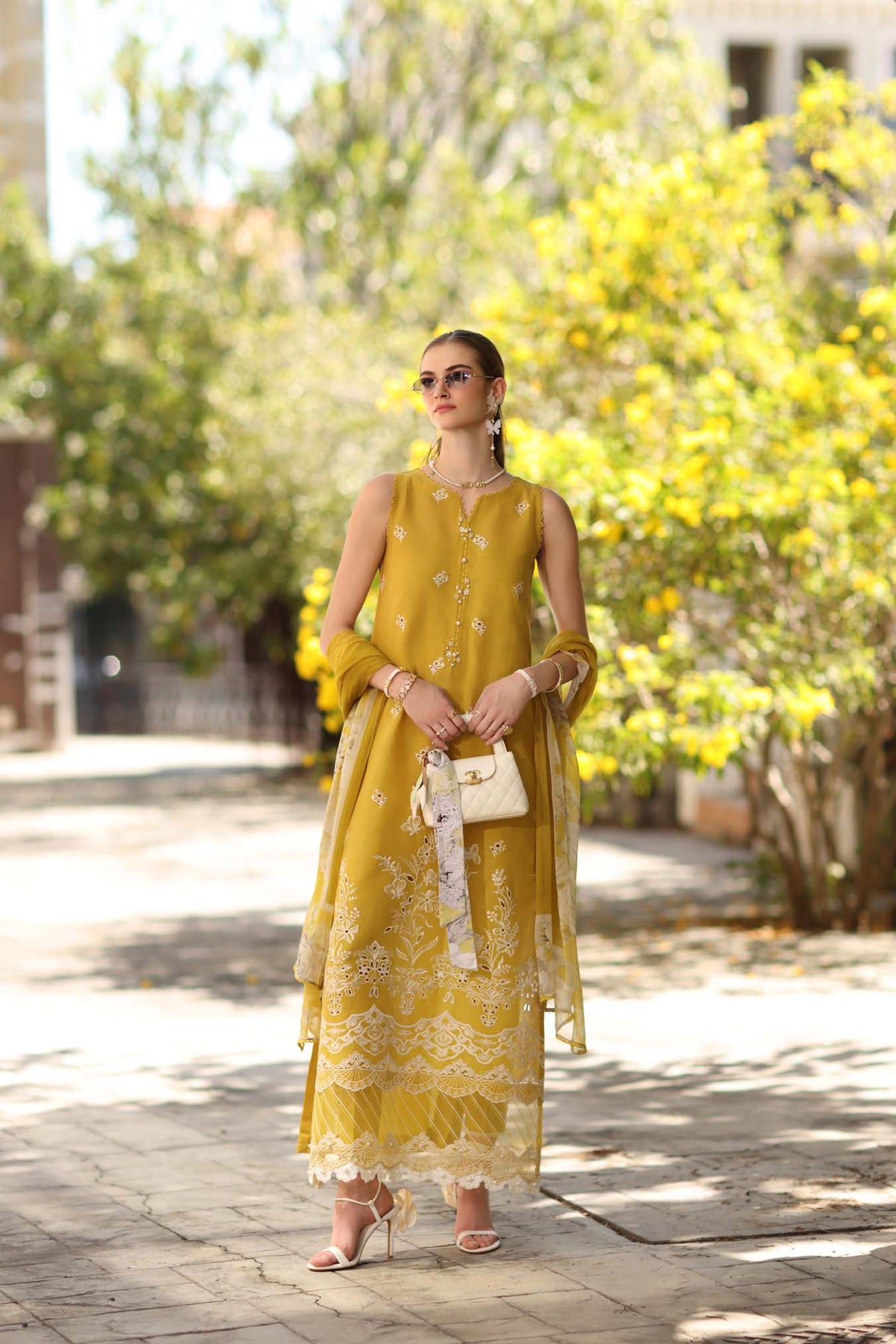 Noor by Saadia Asad | Eid Luxe Printkhaas 26 | D1 - B - Mango Yellow-Brand:Noor by Saadia Asad-Type:Ladies Clothes-Mustard-Lawn-House of Maryam- Buy in UK, USA