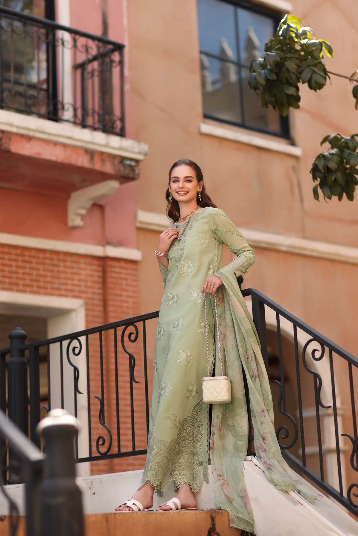 Noor by Saadia Asad | Eid Luxe Printkhaas 26 | D2 - A - Opal Mint-Brand:Noor by Saadia Asad-Type:Ladies Clothes-Mint Green-Lawn-House of Maryam- Buy in UK, USA