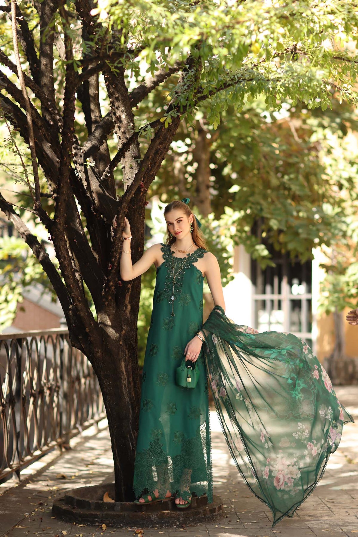 Noor by Saadia Asad | Eid Luxe Printkhaas 26 | D2 - B - Sage Green-Brand:Noor by Saadia Asad-Type:Ladies Clothes-Teal Green-Lawn-House of Maryam- Buy in UK, USA