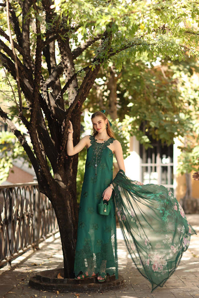Noor by Saadia Asad | Eid Luxe Printkhaas 26 | D2 - B - Sage Green-Brand:Noor by Saadia Asad-Type:Ladies Clothes-Teal Green-Lawn-House of Maryam- Buy in UK, USA
