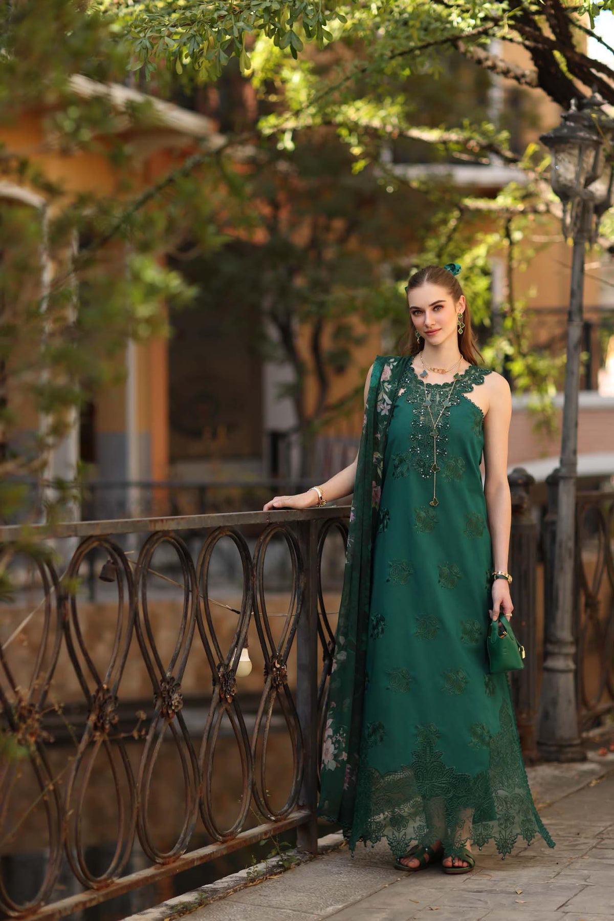 Noor by Saadia Asad | Eid Luxe Printkhaas 26 | D2 - B - Sage Green-Brand:Noor by Saadia Asad-Type:Ladies Clothes-Teal Green-Lawn-House of Maryam- Buy in UK, USA