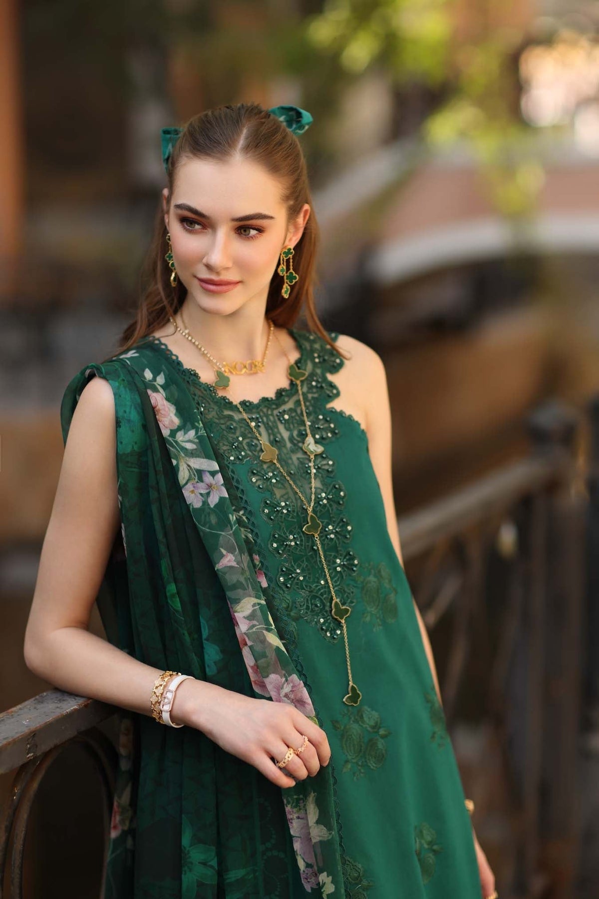 Noor by Saadia Asad | Eid Luxe Printkhaas 26 | D2 - B - Sage Green-Brand:Noor by Saadia Asad-Type:Ladies Clothes-Teal Green-Lawn-House of Maryam- Buy in UK, USA