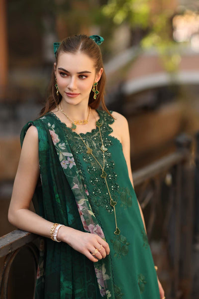 Noor by Saadia Asad | Eid Luxe Printkhaas 26 | D2 - B - Sage Green-Brand:Noor by Saadia Asad-Type:Ladies Clothes-Teal Green-Lawn-House of Maryam- Buy in UK, USA