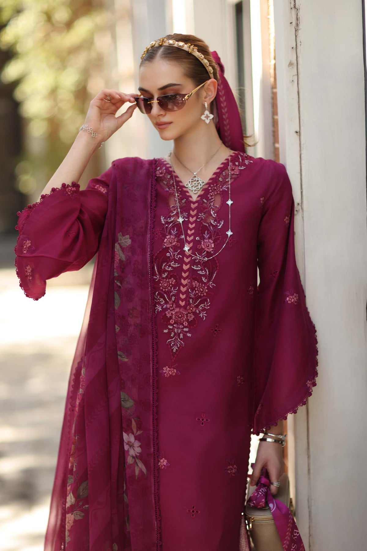 Noor by Saadia Asad | Eid Luxe Printkhaas 26 | D3 - A - Fushia Blush-Brand:Noor by Saadia Asad-Type:Ladies Clothes-Berry-Lawn-House of Maryam- Buy in UK, USA