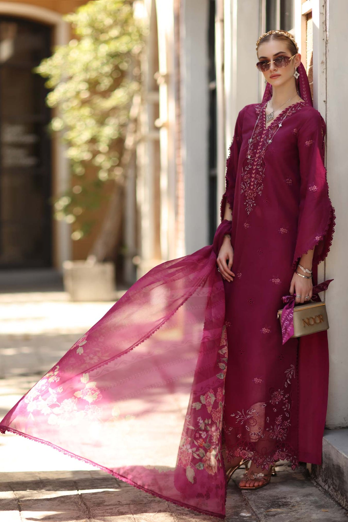 Noor by Saadia Asad | Eid Luxe Printkhaas 26 | D3 - A - Fushia Blush-Brand:Noor by Saadia Asad-Type:Ladies Clothes-Berry-Lawn-House of Maryam- Buy in UK, USA