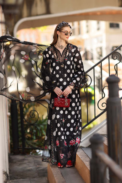 Noor by Saadia Asad | Eid Luxe Printkhaas 26 | D4 - A - Black Polka-Brand:Noor by Saadia Asad-Type:Ladies Clothes-Black-Lawn-House of Maryam- Buy in UK, USA