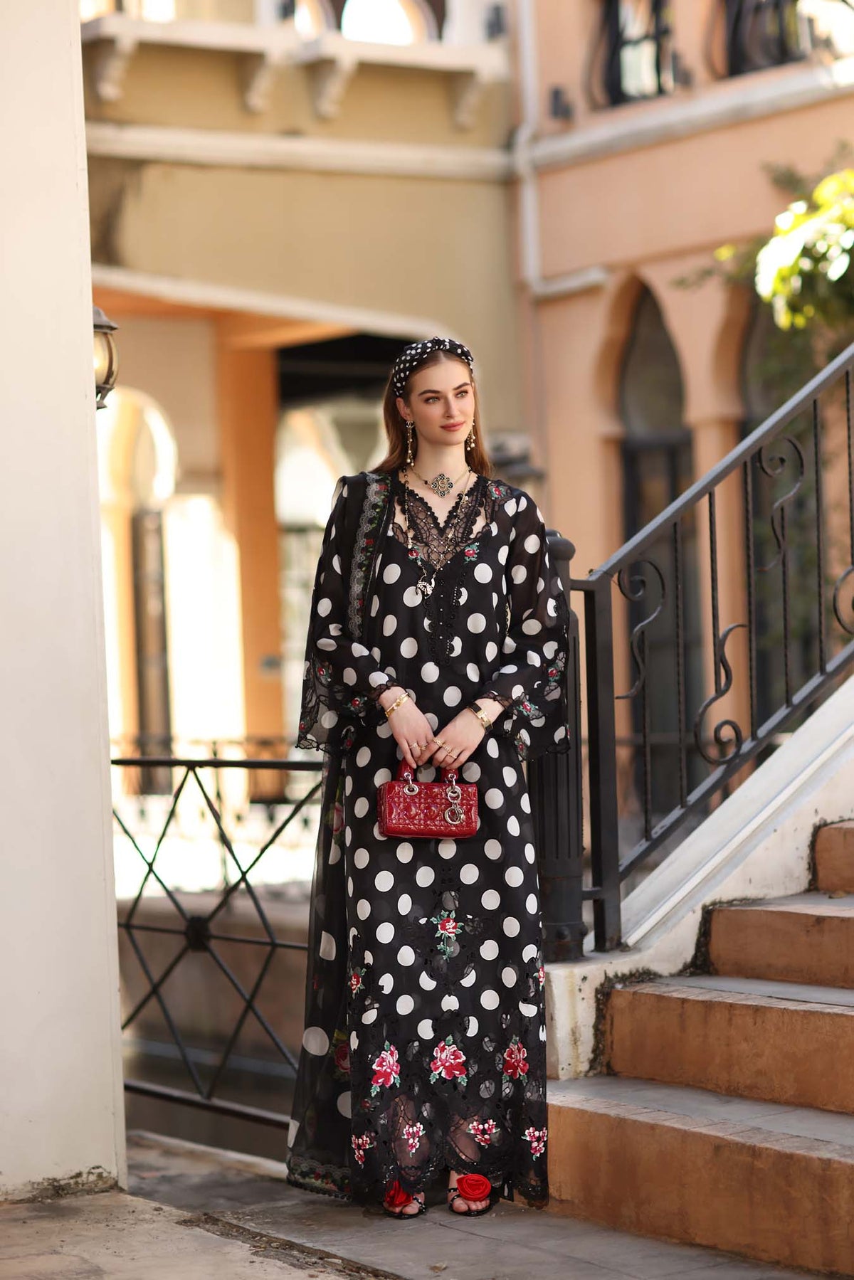 Noor by Saadia Asad | Eid Luxe Printkhaas 26 | D4 - A - Black Polka-Brand:Noor by Saadia Asad-Type:Ladies Clothes-Black-Lawn-House of Maryam- Buy in UK, USA