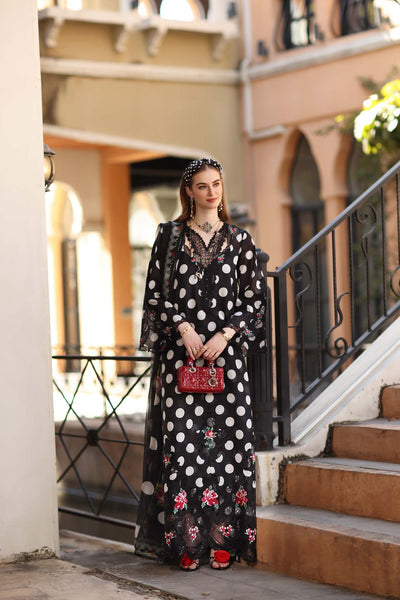 Noor by Saadia Asad | Eid Luxe Printkhaas 26 | D4 - A - Black Polka-Brand:Noor by Saadia Asad-Type:Ladies Clothes-Black-Lawn-House of Maryam- Buy in UK, USA