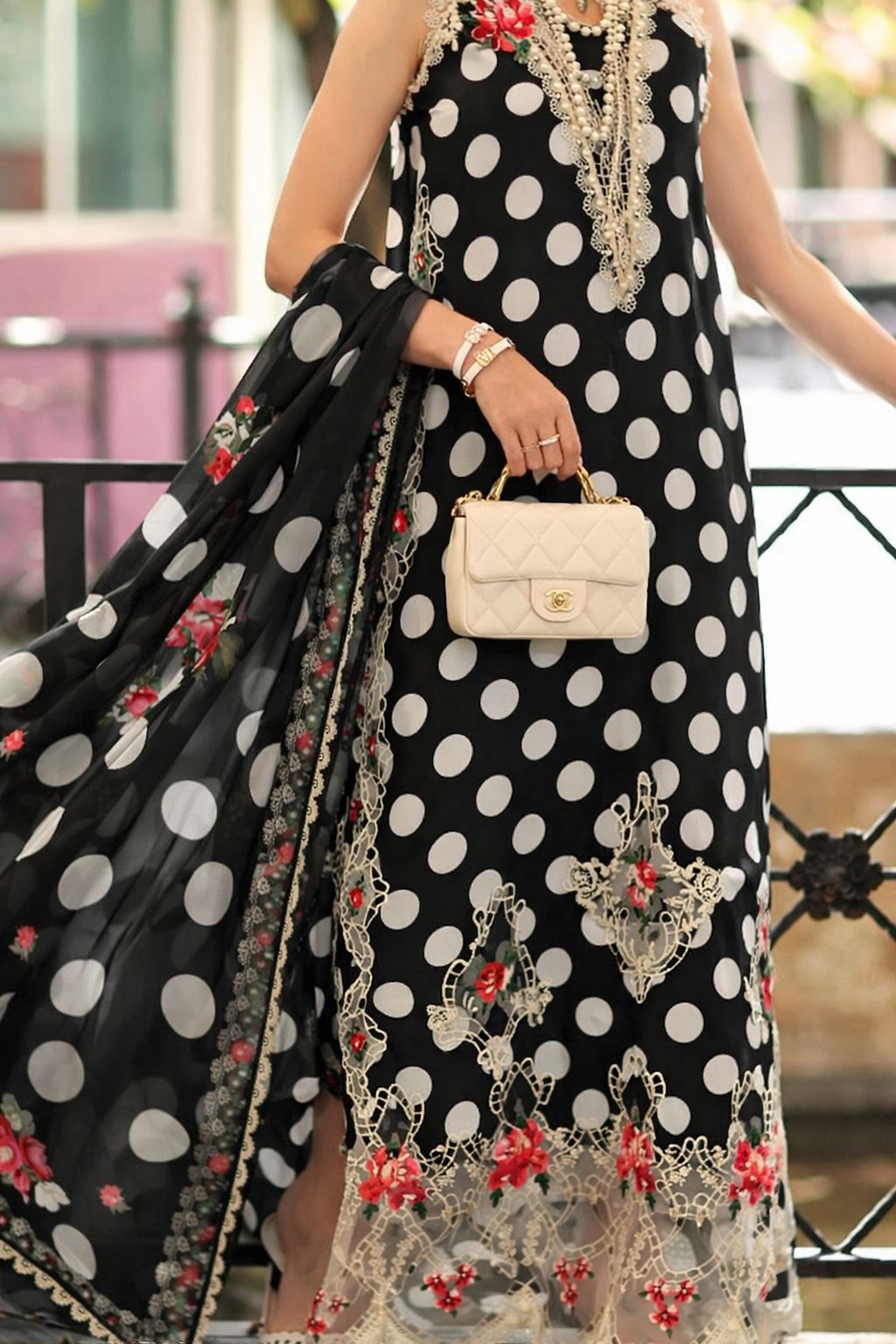Noor by Saadia Asad | Eid Luxe Printkhaas 26 | D4 - C - Monochrome Polka-Brand:Noor by Saadia Asad-Type:Ladies Clothes-Black-Lawn-House of Maryam- Buy in UK, USA