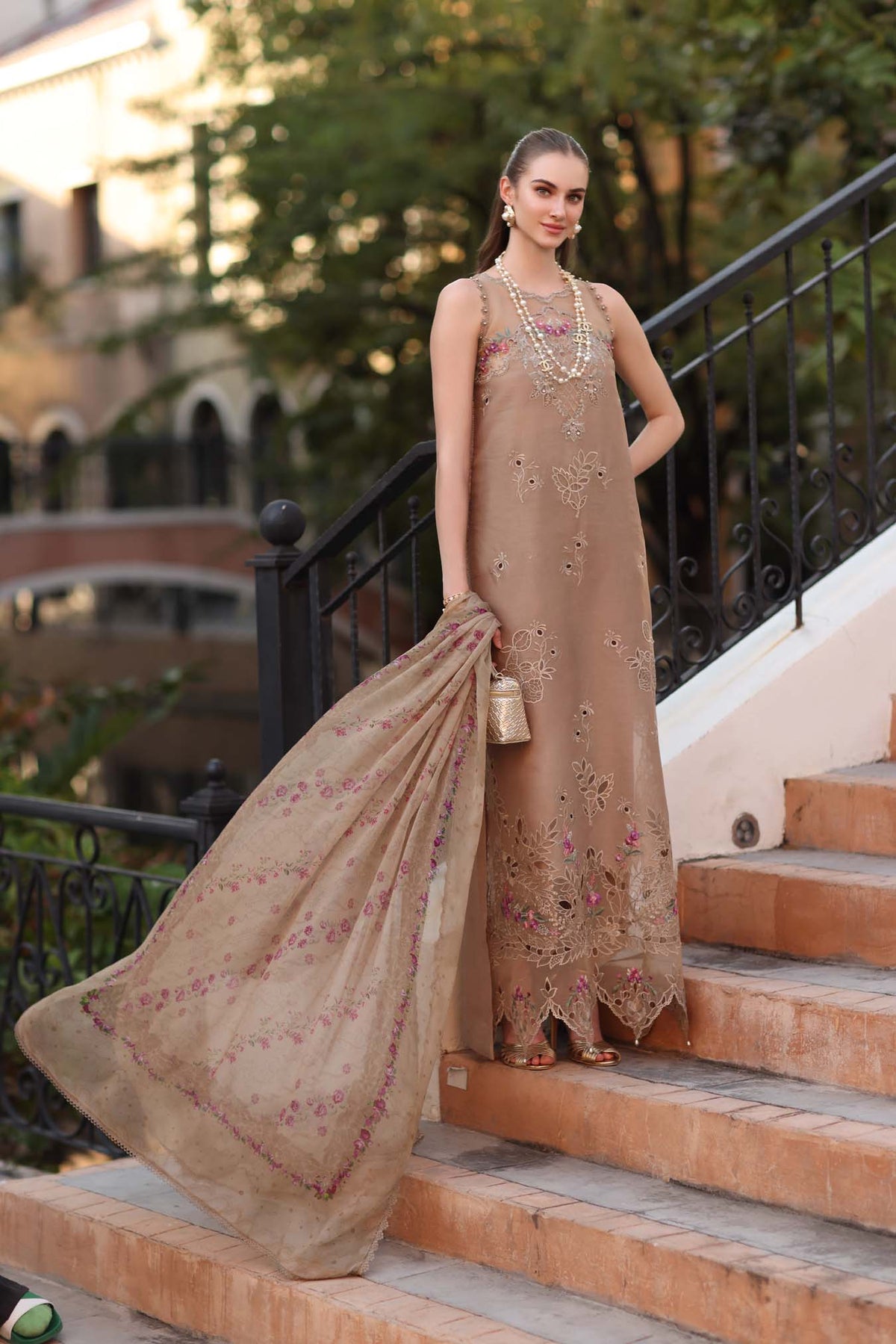 Noor by Saadia Asad | Eid Luxe Printkhaas 26 | D5 - B - Warm Biscotti-Brand:Noor by Saadia Asad-Type:Ladies Clothes-Light Brown-Lawn-House of Maryam- Buy in UK, USA