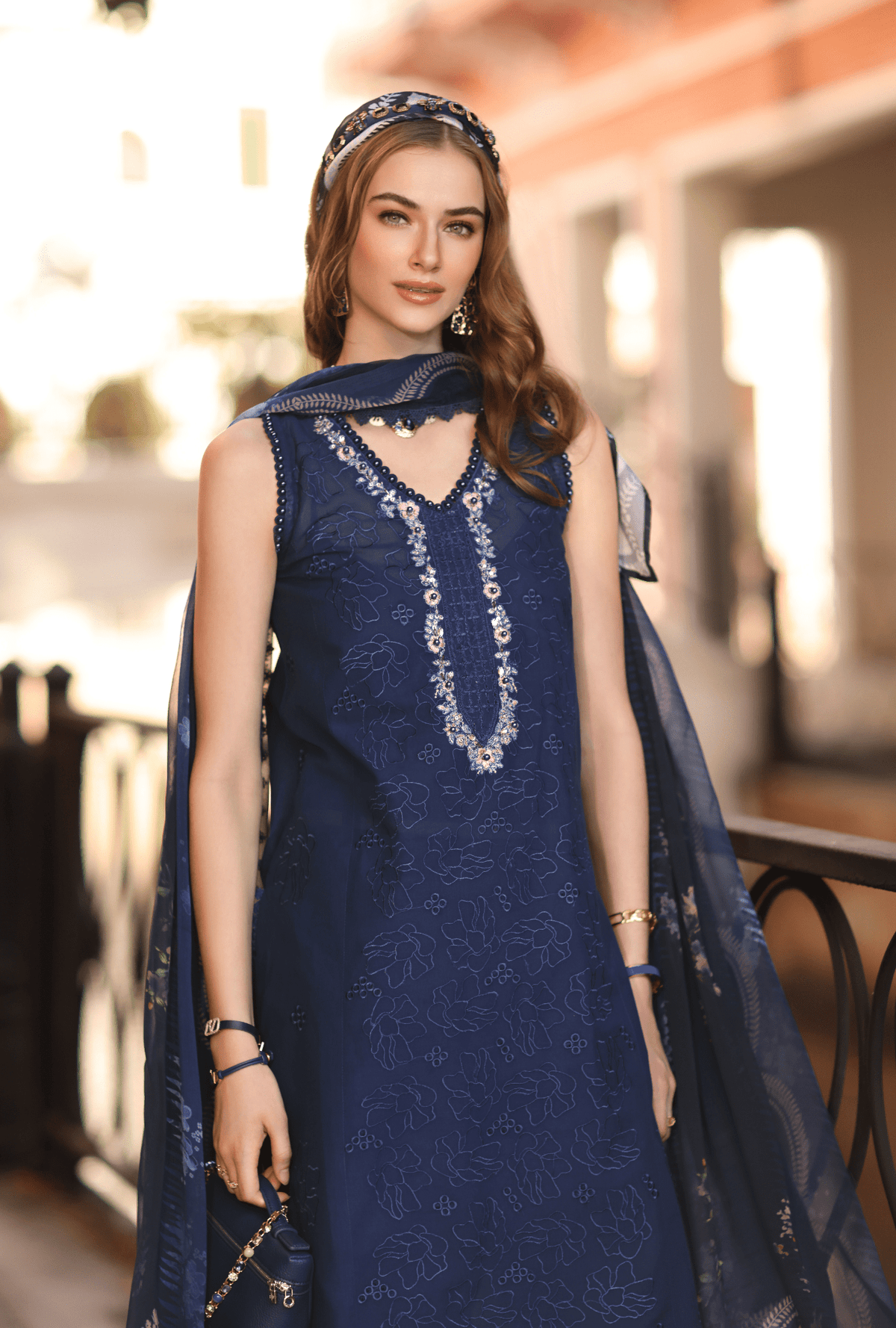 Noor by Saadia Asad | Eid Luxe Printkhaas 26 | D6 - A - Imperial Blue-Brand:Noor by Saadia Asad-Type:Ladies Clothes-Navy Blue-Lawn-House of Maryam- Buy in UK, USA