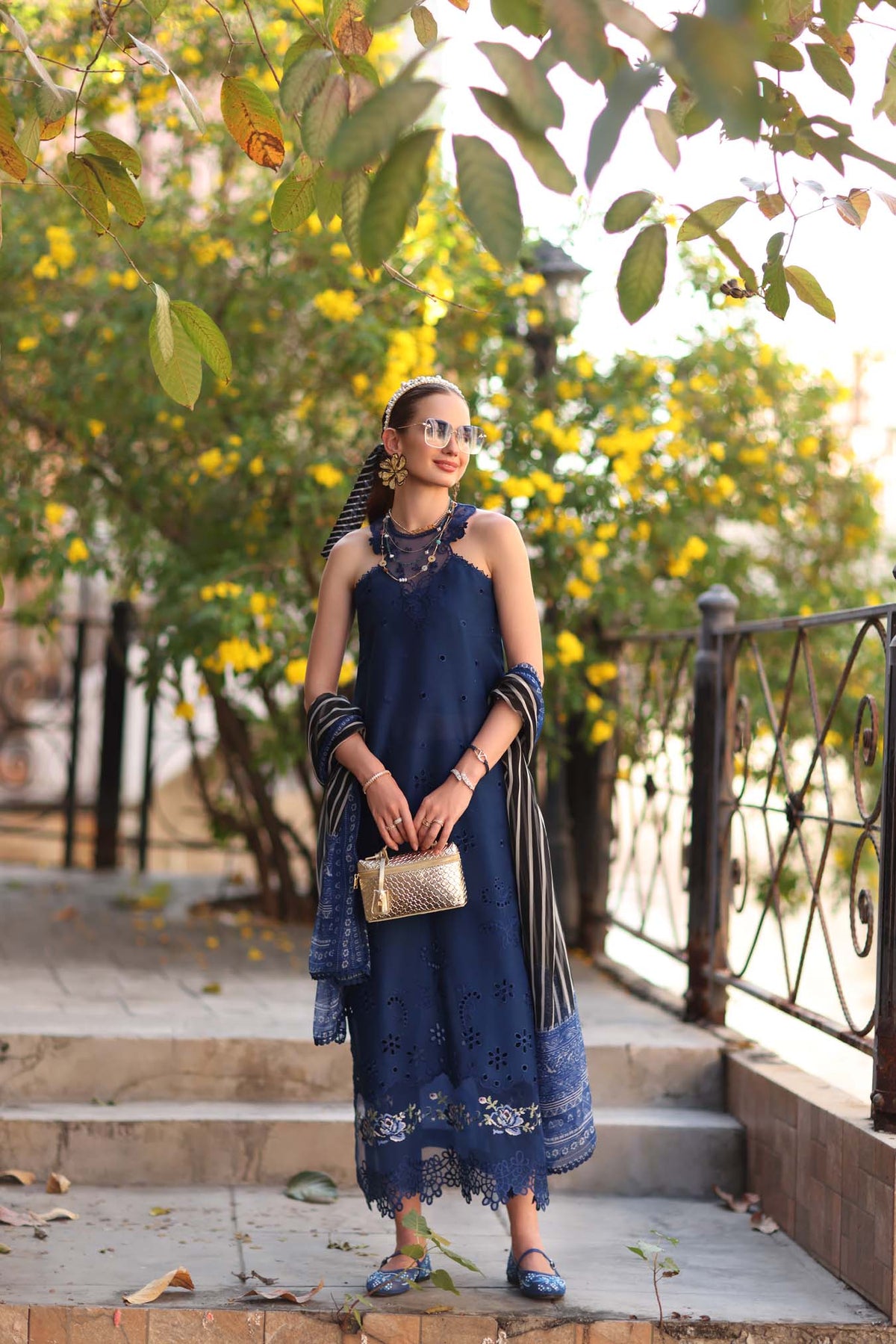 Noor by Saadia Asad | Eid Luxe Printkhaas 26 | D7 - B -Sapphire Blue-Brand:Noor by Saadia Asad-Type:Ladies Clothes-Dark Blue-Lawn-House of Maryam- Buy in UK, USA
