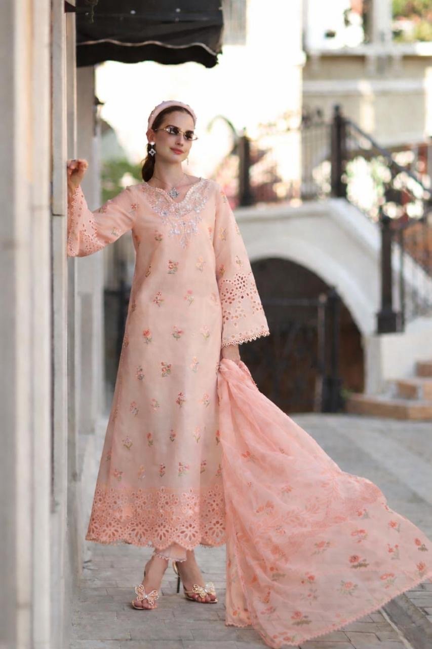 Noor by Saadia Asad | Eid Luxe Printkhaas 26 | D8 - B - Peach Blush-Brand:Noor by Saadia Asad-Type:Ladies Clothes-Peach Pink-Lawn-House of Maryam- Buy in UK, USA