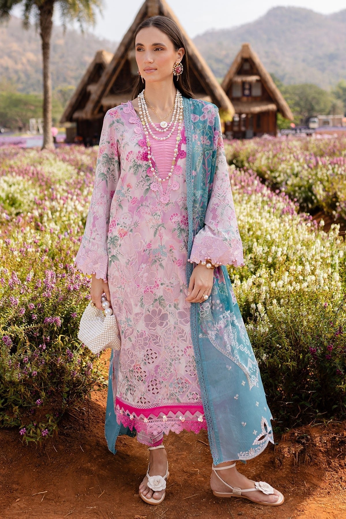 Nureh | Bloom 25 |BL-01-Brand:Nureh-Type:Ladies Clothes-Light Pink-Lawn-House of Maryam- Buy in UK, USA
