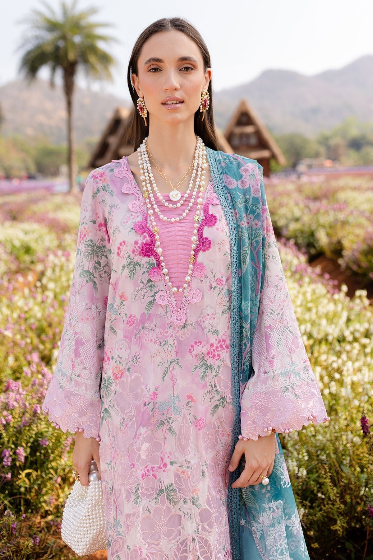 Nureh | Bloom 25 |BL-01-Brand:Nureh-Type:Ladies Clothes-Light Pink-Lawn-House of Maryam- Buy in UK, USA