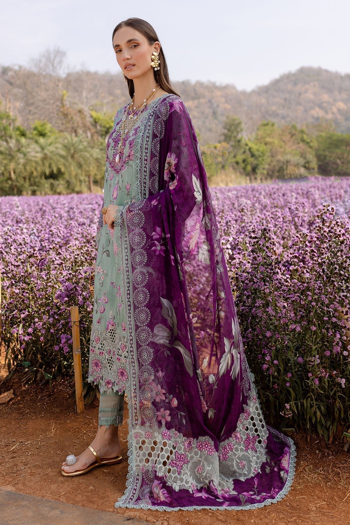 Nureh | Bloom 25 | BL-02-Brand:Nureh-Type:Ladies Clothes-Sea Green-Lawn-House of Maryam- Buy in UK, USA