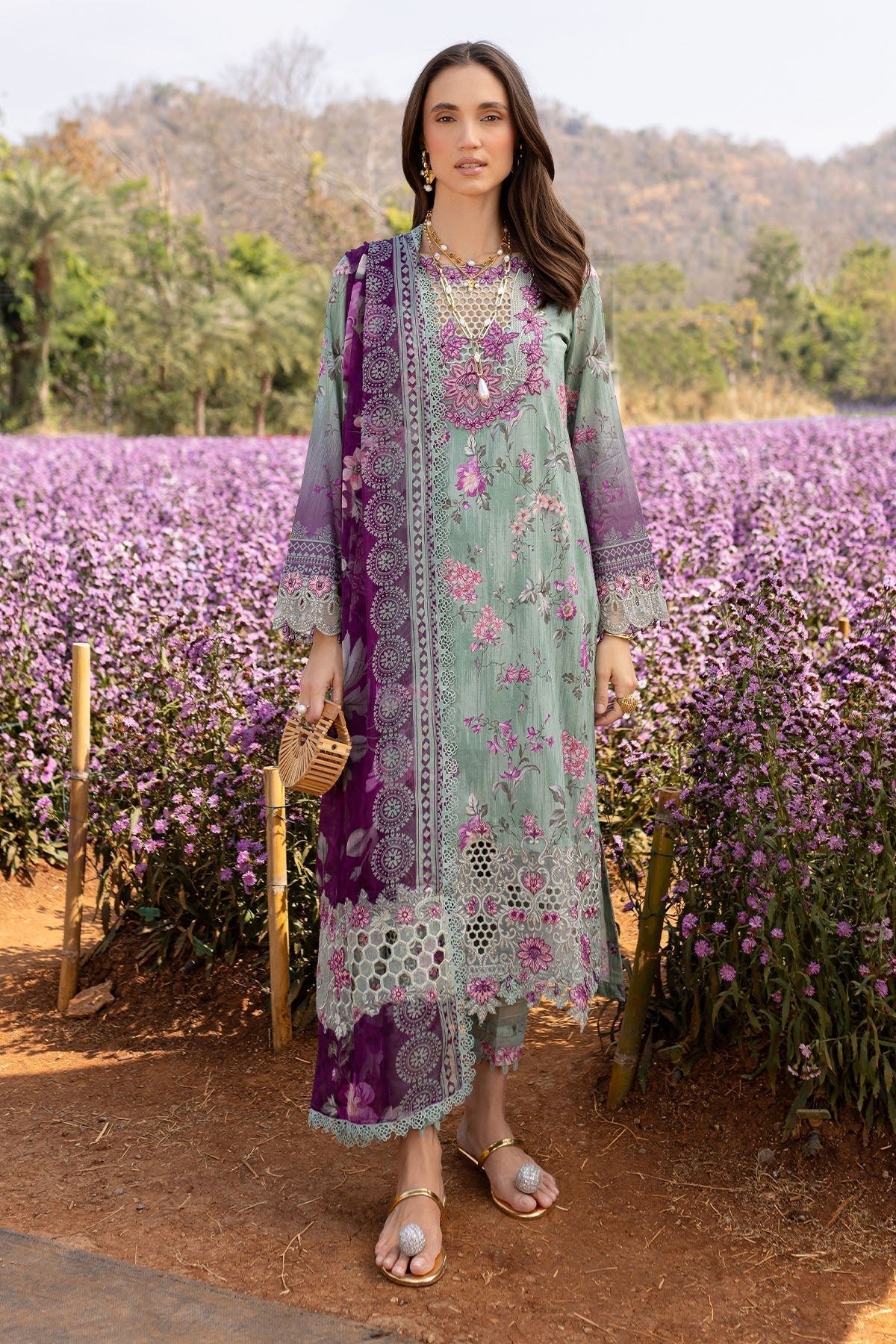 Nureh | Bloom 25 | BL-02-Brand:Nureh-Type:Ladies Clothes-Sea Green-Lawn-House of Maryam- Buy in UK, USA