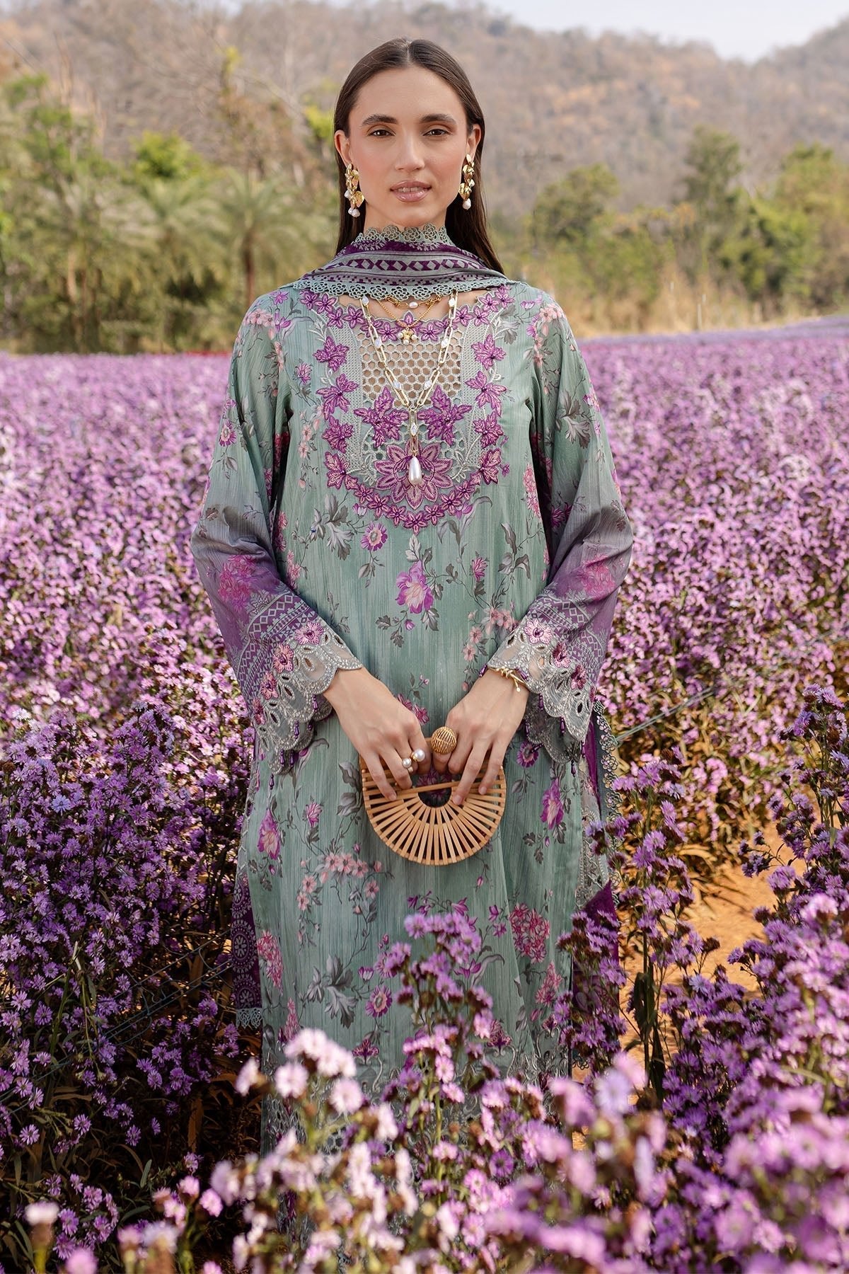 Nureh | Bloom 25 | BL-02-Brand:Nureh-Type:Ladies Clothes-Sea Green-Lawn-House of Maryam- Buy in UK, USA