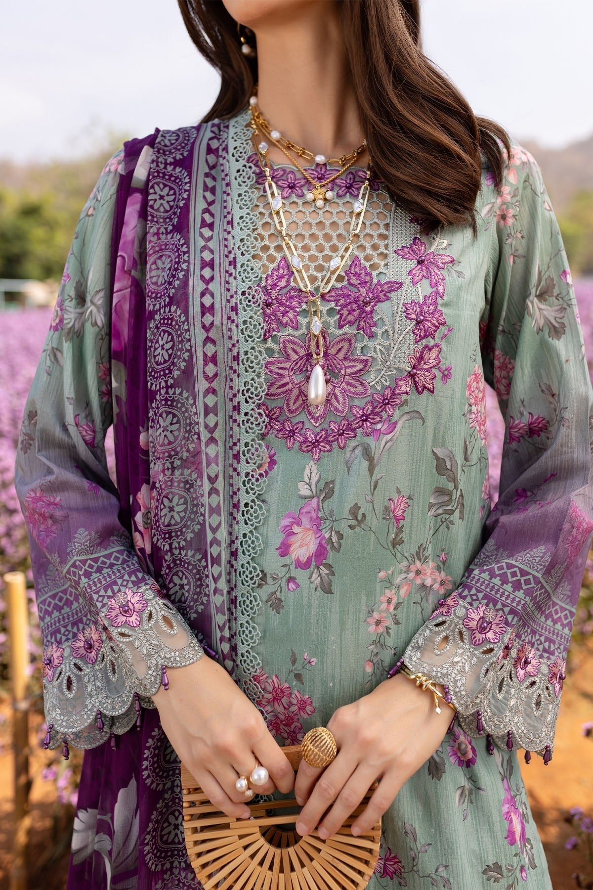 Nureh | Bloom 25 | BL-02-Brand:Nureh-Type:Ladies Clothes-Sea Green-Lawn-House of Maryam- Buy in UK, USA