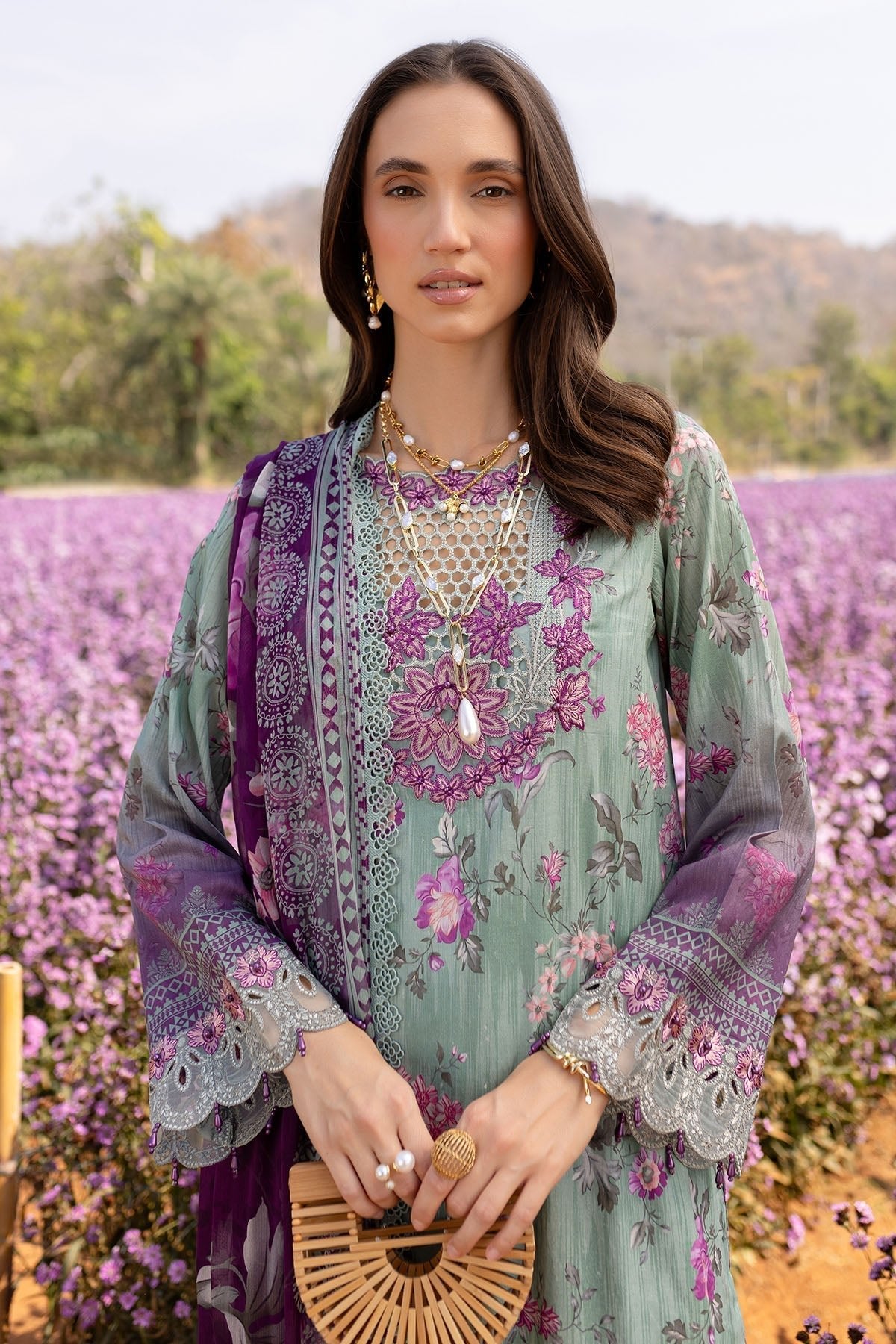 Nureh | Bloom 25 | BL-02-Brand:Nureh-Type:Ladies Clothes-Sea Green-Lawn-House of Maryam- Buy in UK, USA