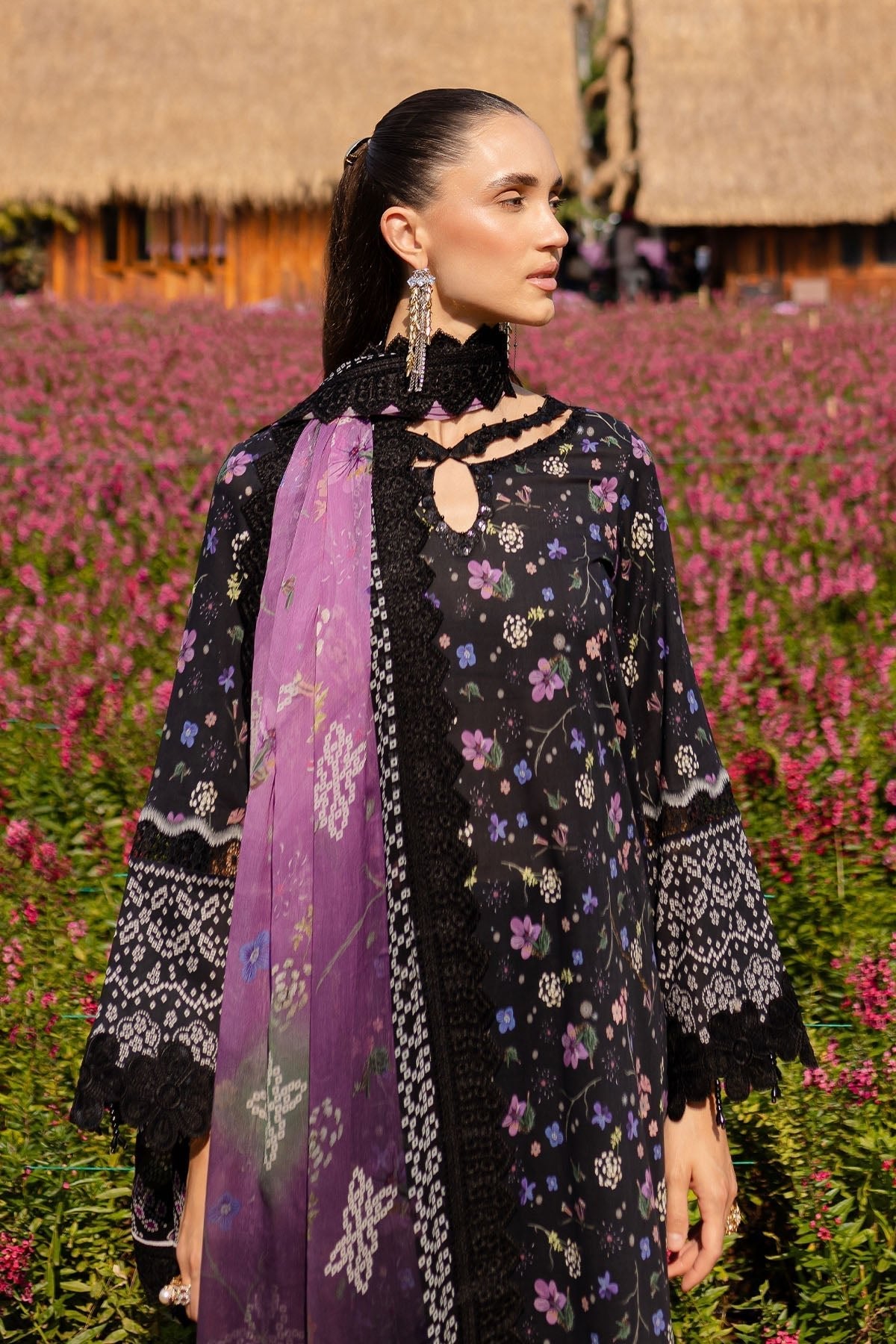 Nureh | Bloom 25 | BL-04-Brand:Nureh-Type:Ladies Clothes-Black-Lawn-House of Maryam- Buy in UK, USA