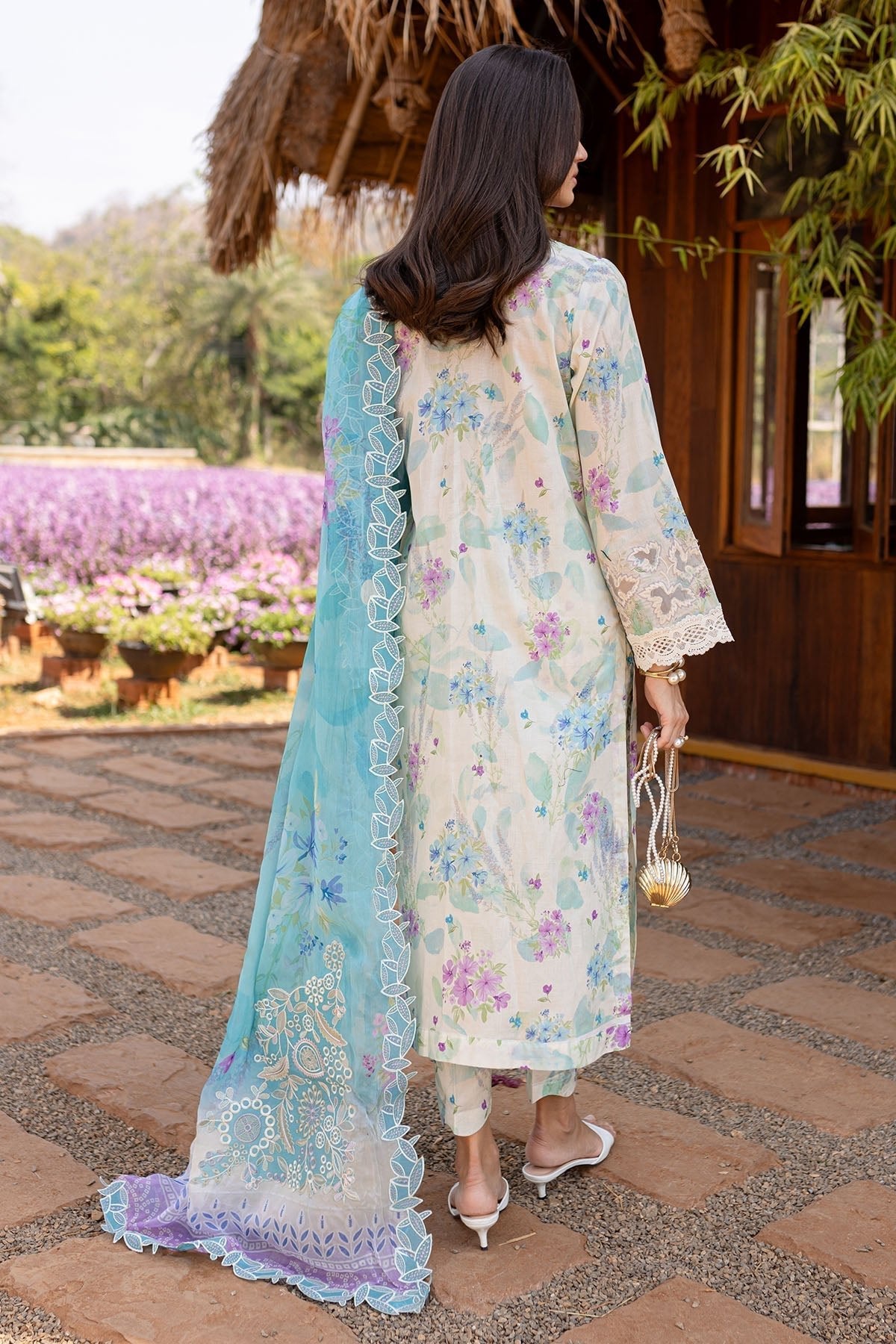 Nureh | Bloom 25 | BL-05-Brand:Nureh-Type:Ladies Clothes-Ivory-Lawn-House of Maryam- Buy in UK, USA