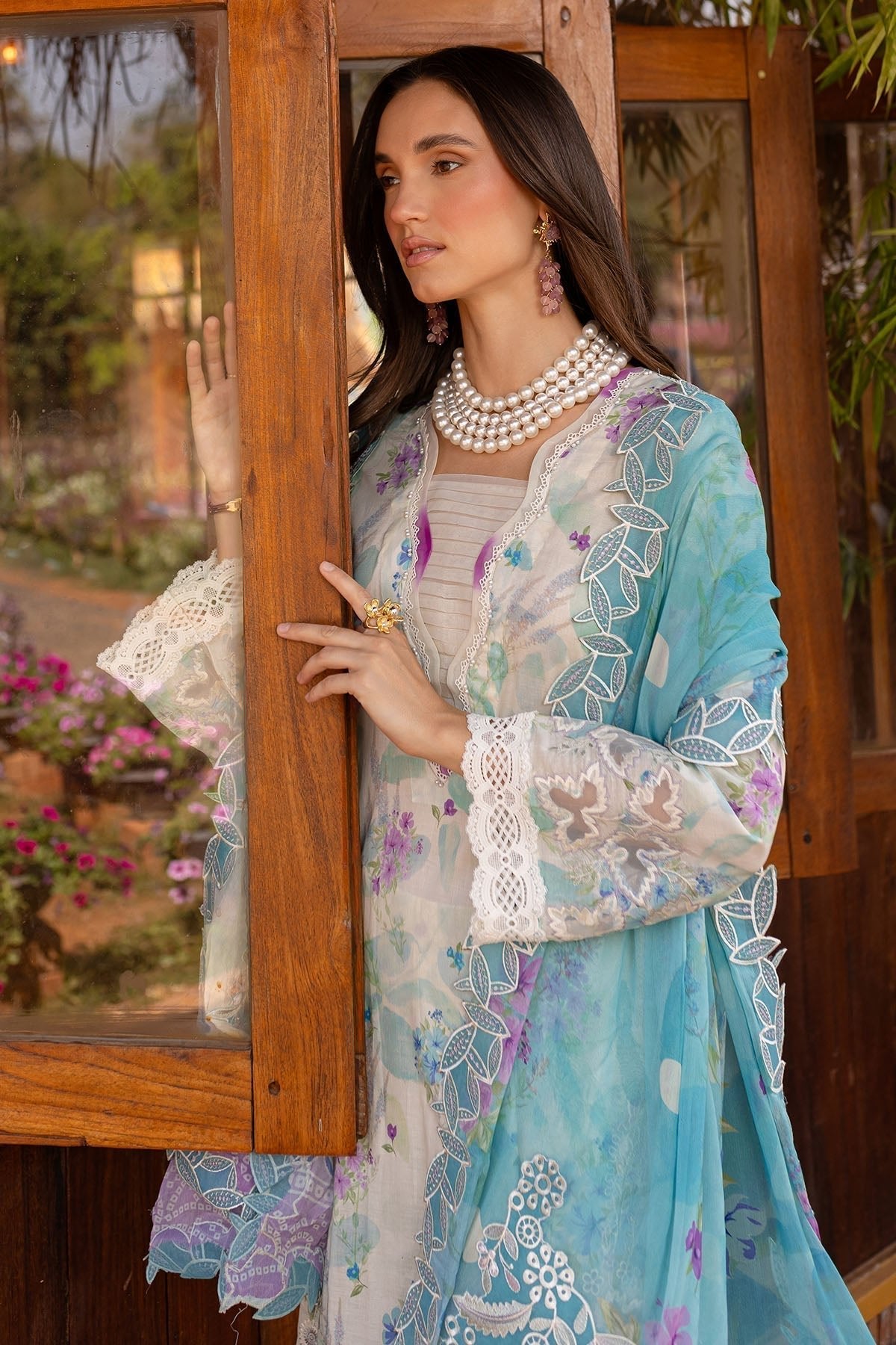 Nureh | Bloom 25 | BL-05-Brand:Nureh-Type:Ladies Clothes-Ivory-Lawn-House of Maryam- Buy in UK, USA