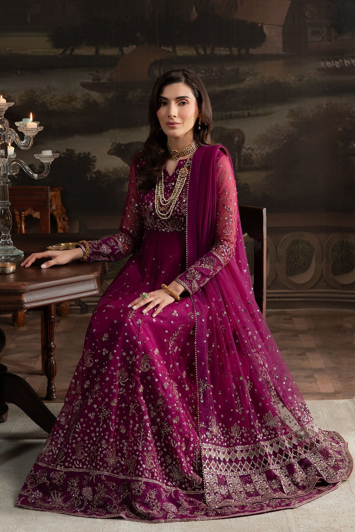 Nureh | Elanora Formals 25 | NEL-66-Brand:Nureh-Type:Ladies Clothes-Plum-Lawn-House of Maryam- Buy in UK, USA