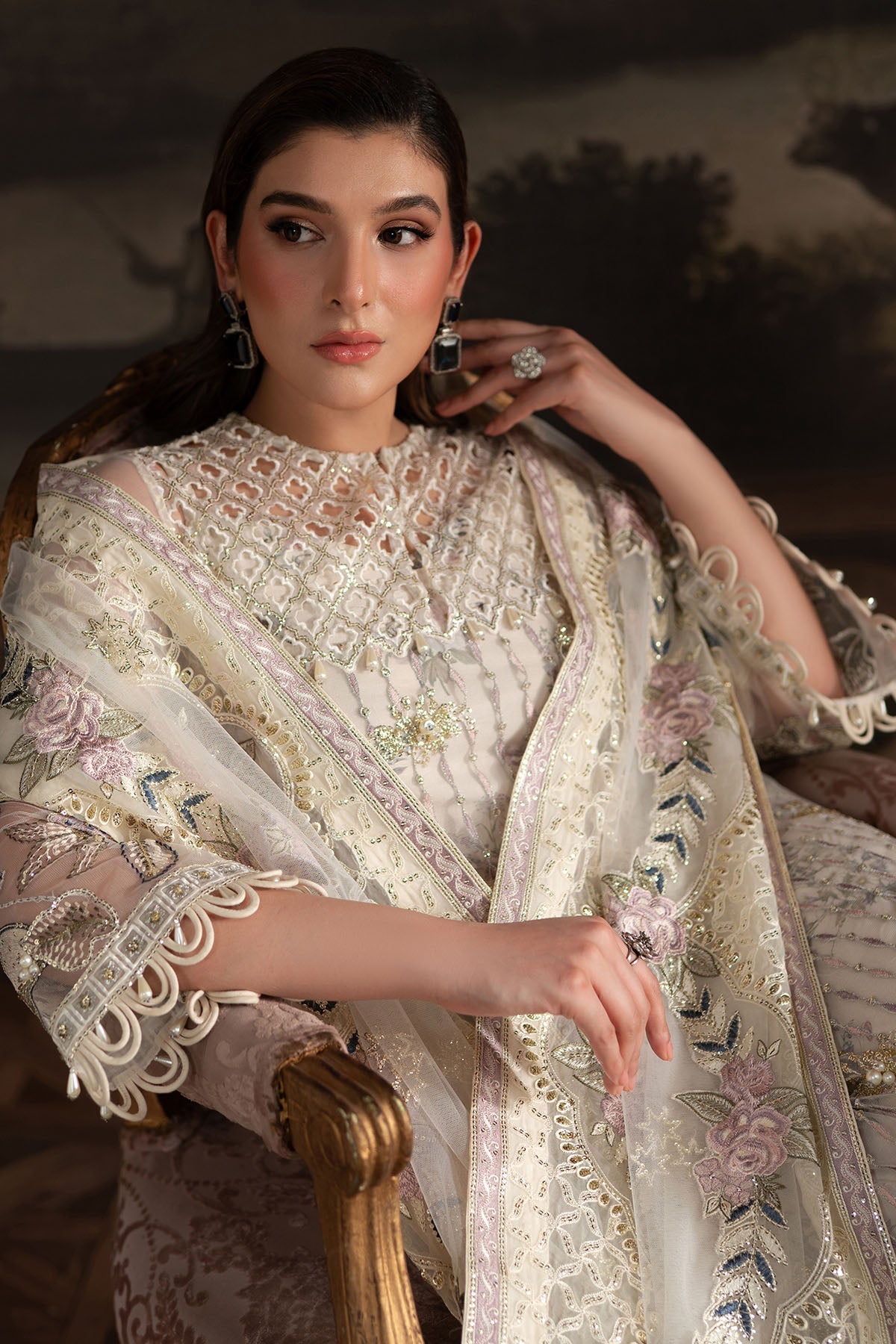 Nureh | Elanora Formals 25 | NEL-69-Brand:Nureh-Type:Ladies Clothes-Off White-Net-House of Maryam- Buy in UK, USA