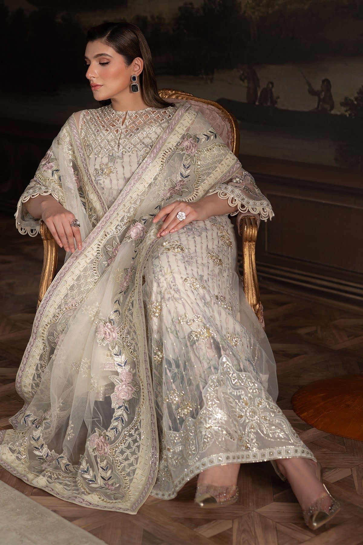 Nureh | Elanora Formals 25 | NEL-69-Brand:Nureh-Type:Ladies Clothes-Off White-Net-House of Maryam- Buy in UK, USA