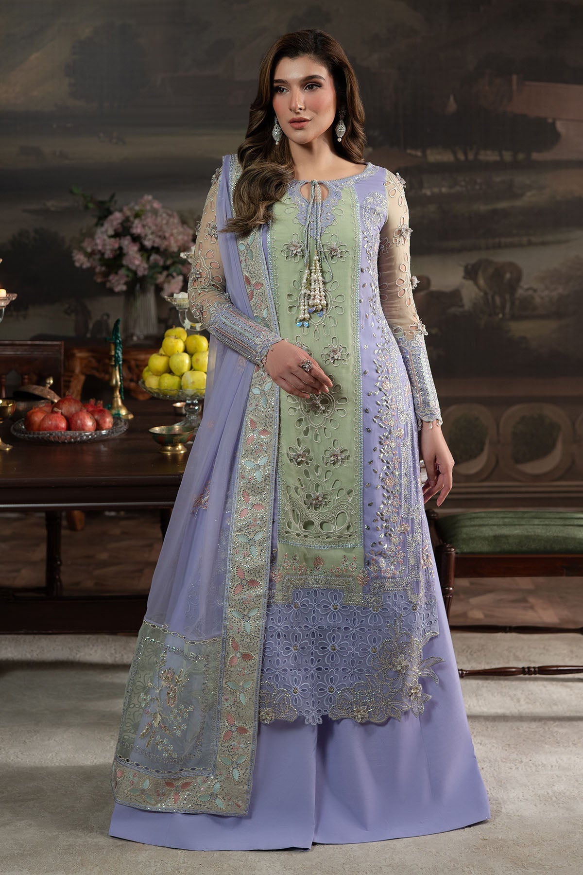 Nureh | Elanora Formals 25 | NEL-70-Brand:Nureh-Type:Ladies Clothes-Light Lavender-Chiffon-House of Maryam- Buy in UK, USA