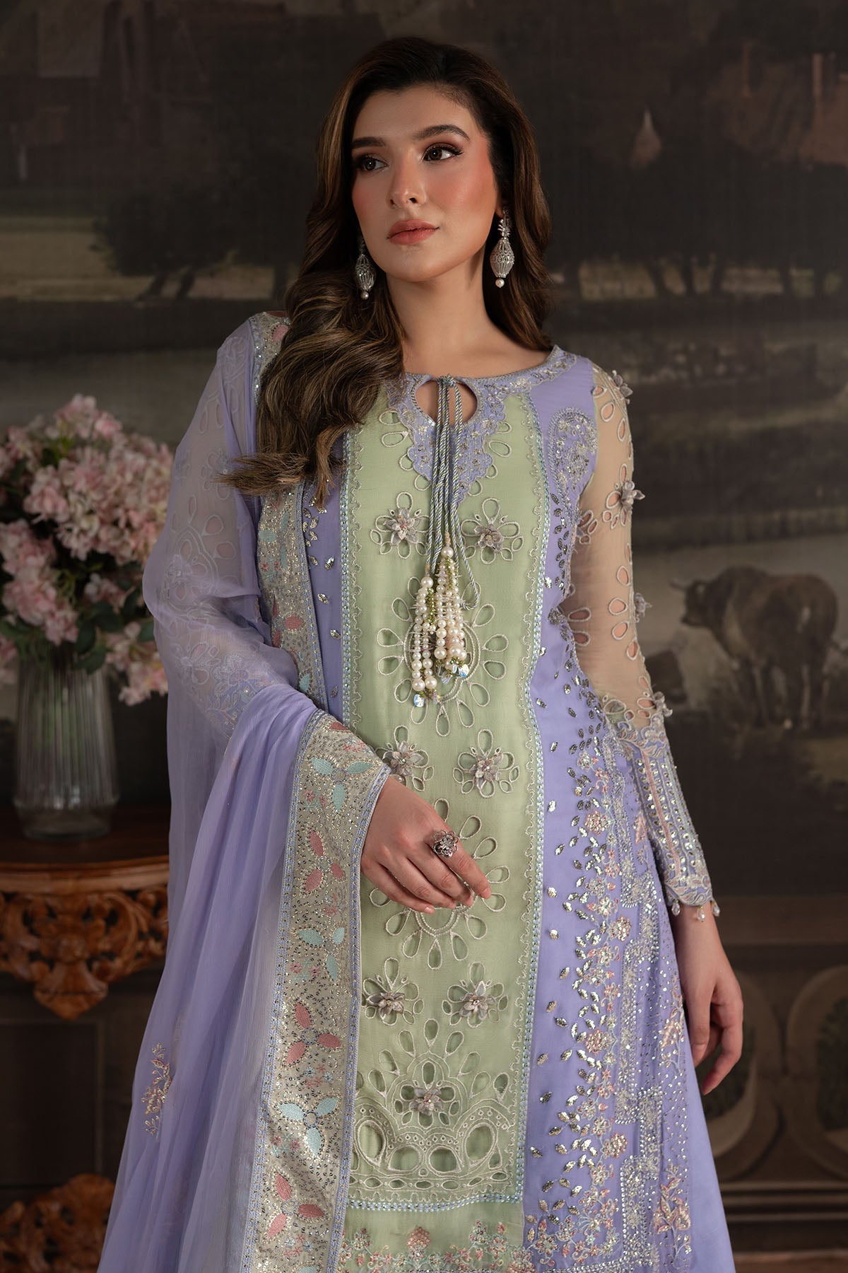 Nureh | Elanora Formals 25 | NEL-70-Brand:Nureh-Type:Ladies Clothes-Light Lavender-Chiffon-House of Maryam- Buy in UK, USA
