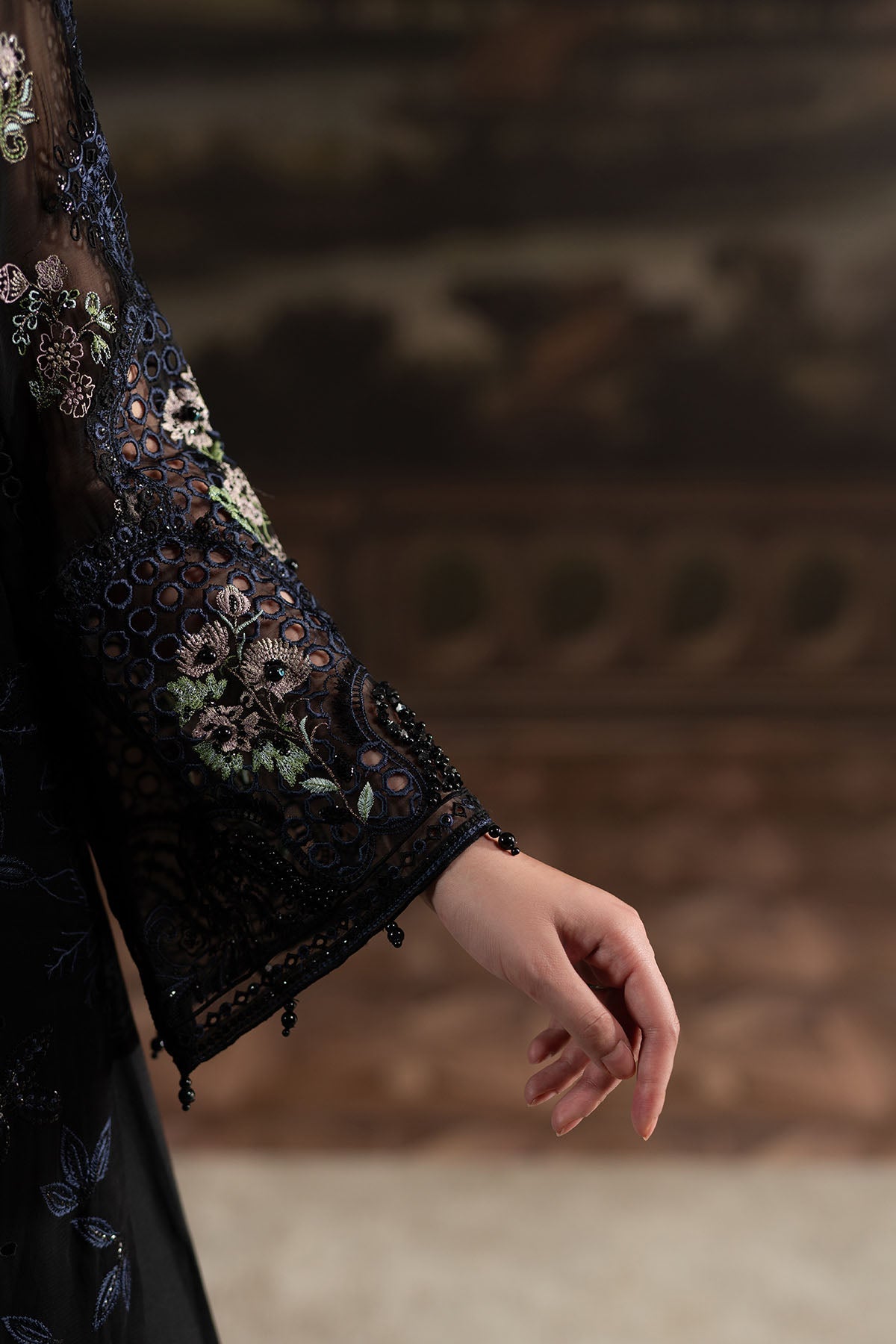 Nureh | Elanora Formals 25 | NEL-71-Brand:Nureh-Type:Ladies Clothes-Black-Chiffon-House of Maryam- Buy in UK, USA