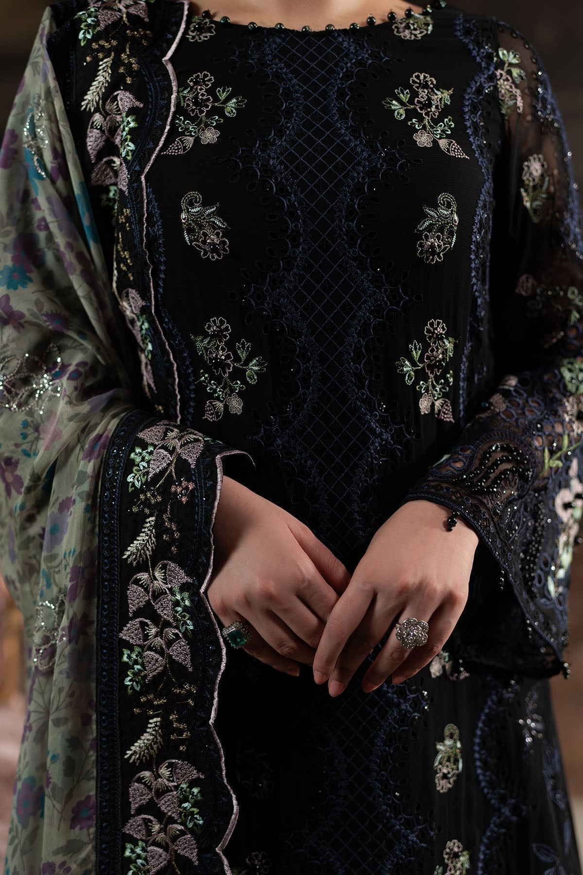Nureh | Elanora Formals 25 | NEL-71-Brand:Nureh-Type:Ladies Clothes-Black-Chiffon-House of Maryam- Buy in UK, USA