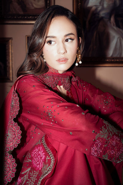 Nureh | Feya Eid Collection | FE-07-Brand:Nureh-Type:Ladies Clothes-Carmine-Lawn-House of Maryam- Buy in UK, USA