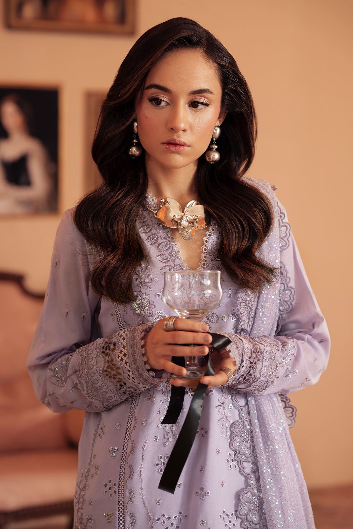 Nureh | Feya Eid Collection | FE-08-Brand:Nureh-Type:Ladies Clothes-Light Lavender-Lawn-House of Maryam- Buy in UK, USA