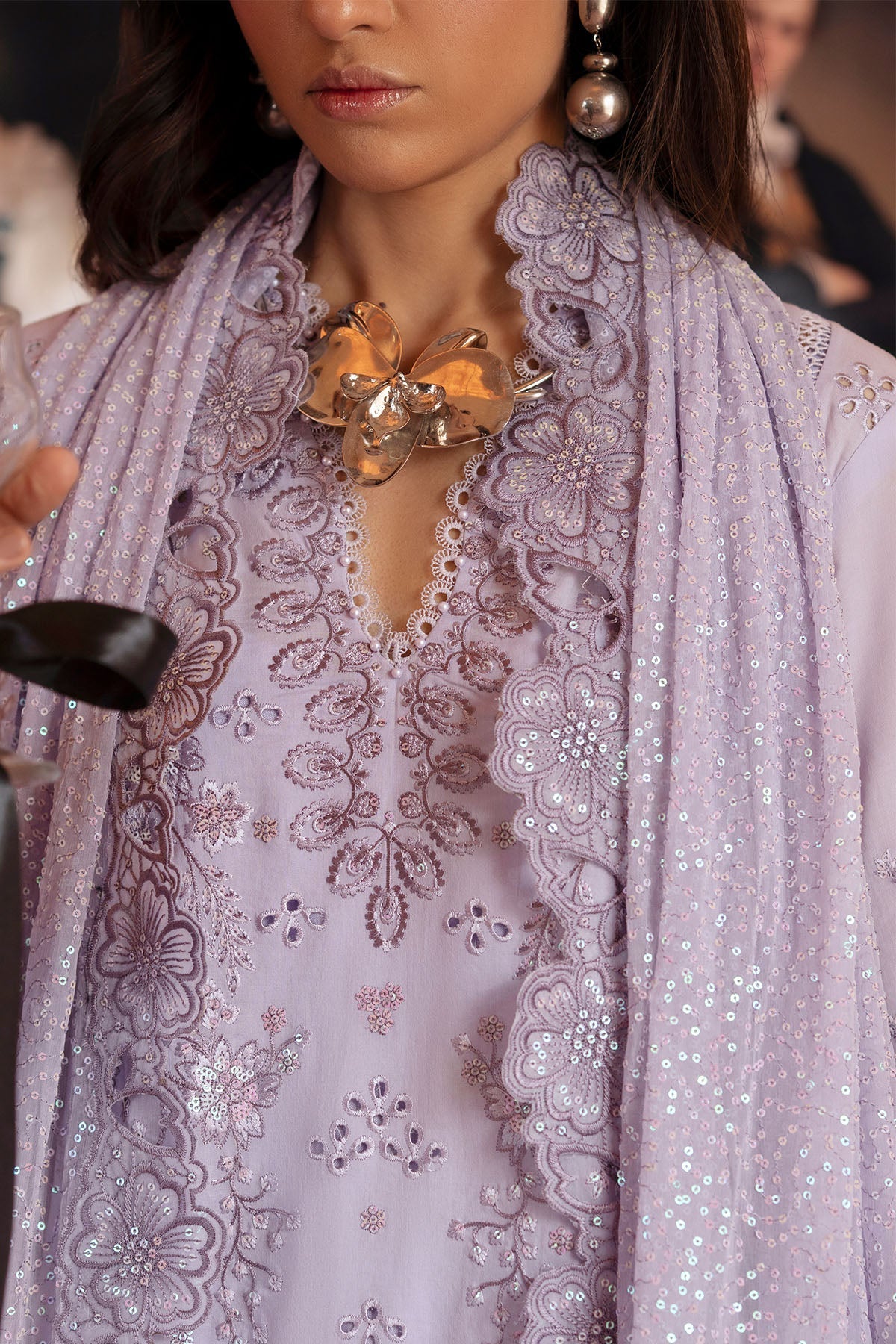 Nureh | Feya Eid Collection | FE-08-Brand:Nureh-Type:Ladies Clothes-Light Lavender-Lawn-House of Maryam- Buy in UK, USA