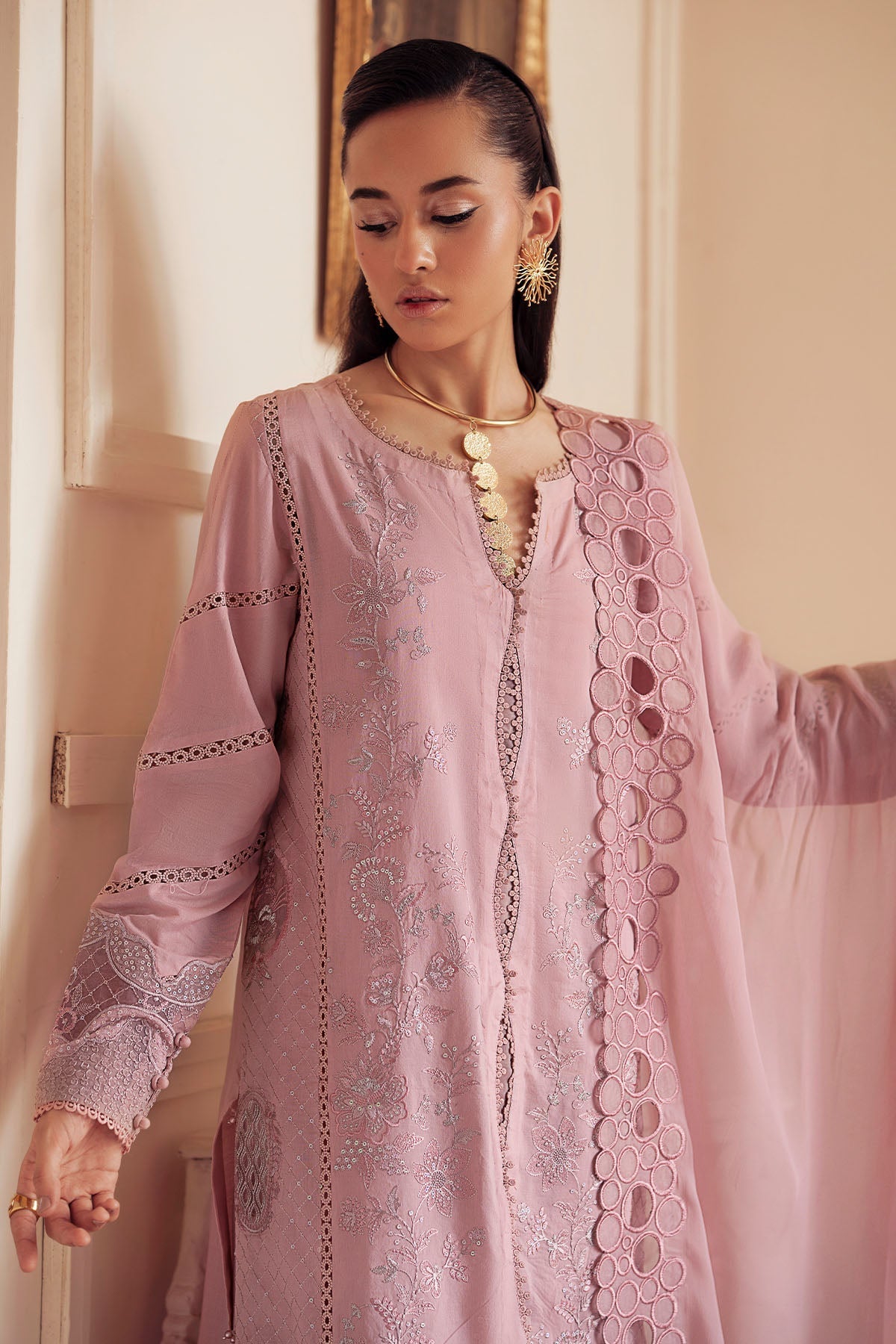 Nureh | Feya Eid Collection | FE-10-Brand:Nureh-Type:Ladies Clothes-Lilac-Lawn-House of Maryam- Buy in UK, USA
