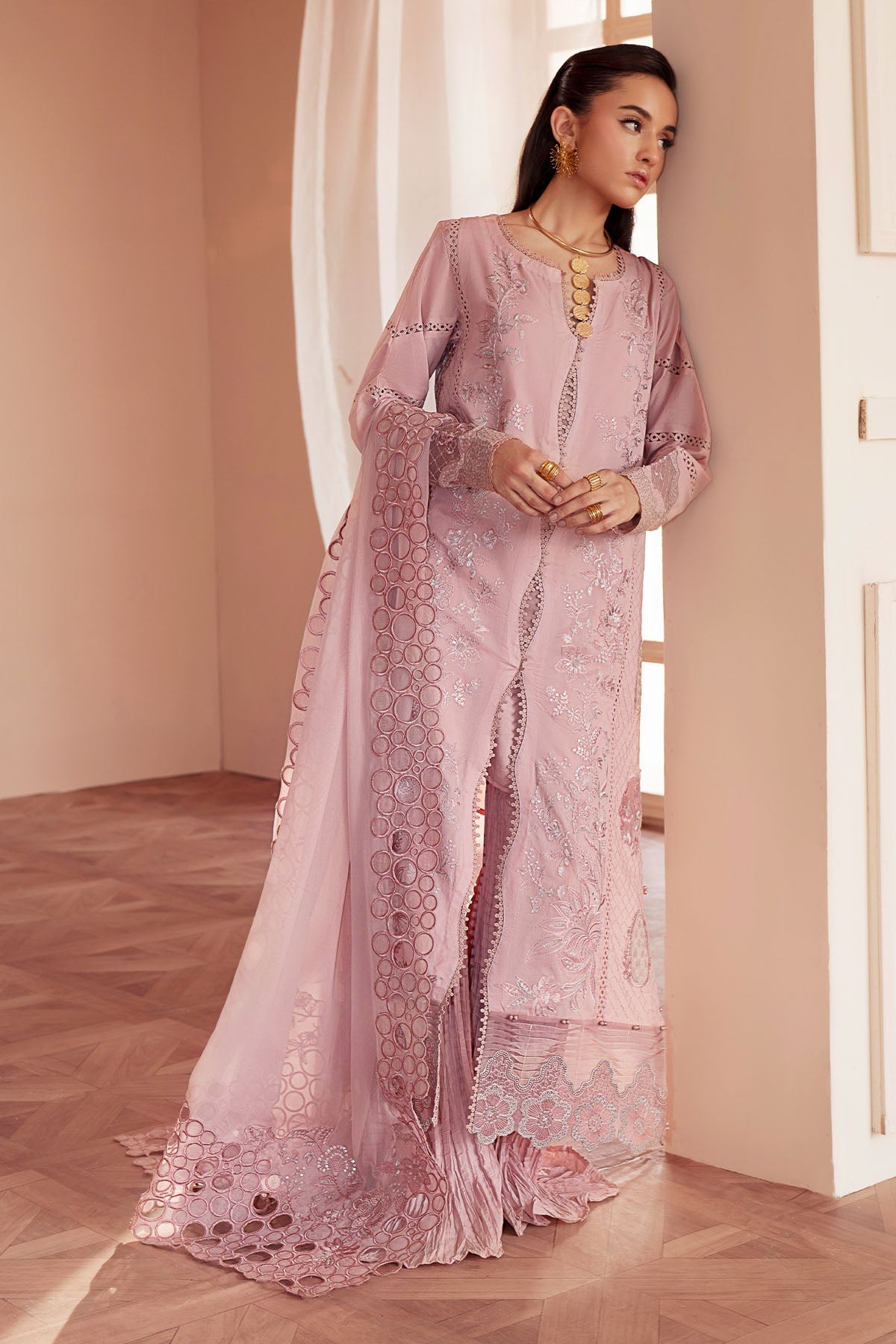 Nureh | Feya Eid Collection | FE-10-Brand:Nureh-Type:Ladies Clothes-Lilac-Lawn-House of Maryam- Buy in UK, USA