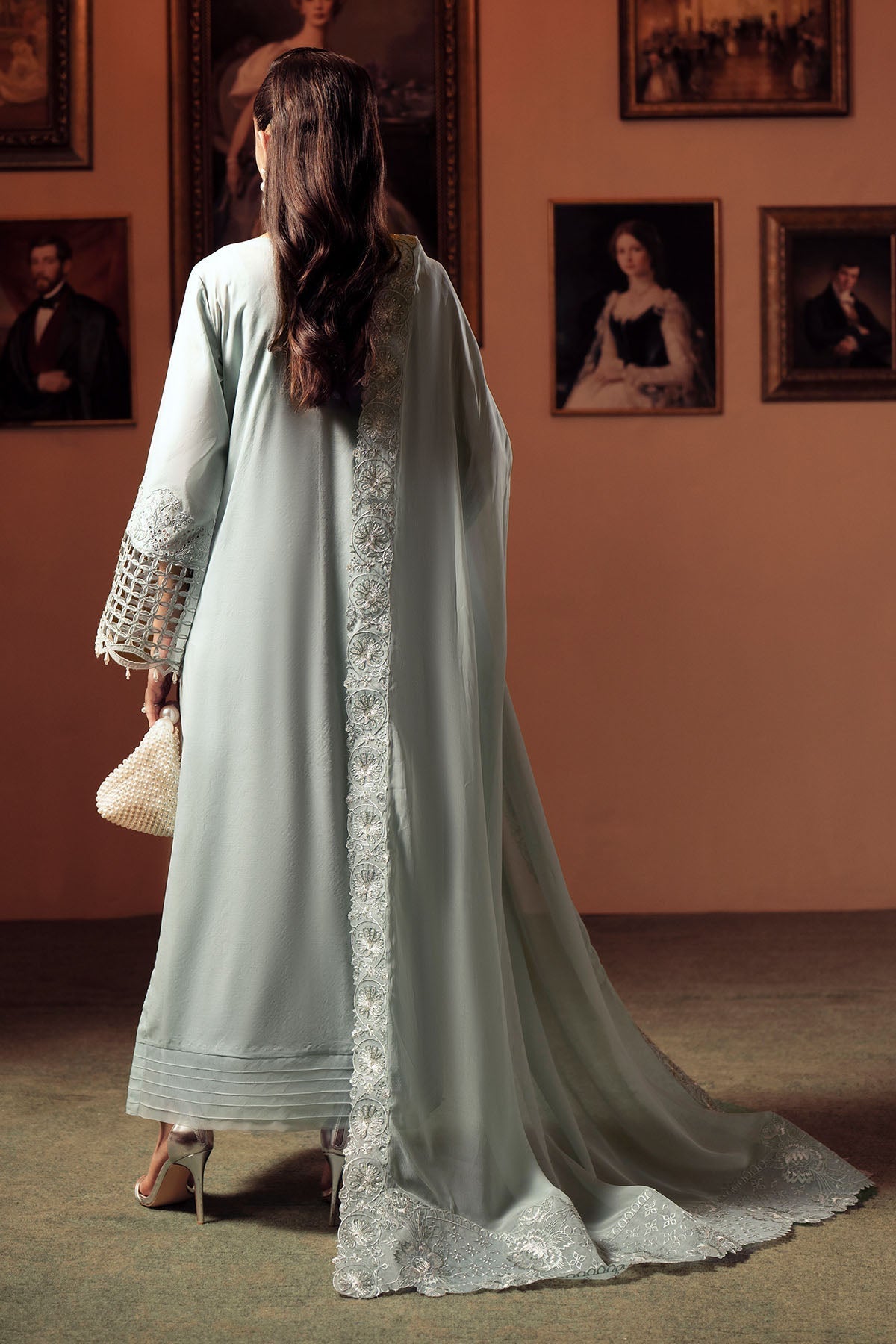 Nureh | Feya Eid Collection | FE-11-Brand:Nureh-Type:Ladies Clothes-Light Gray-Lawn-House of Maryam- Buy in UK, USA
