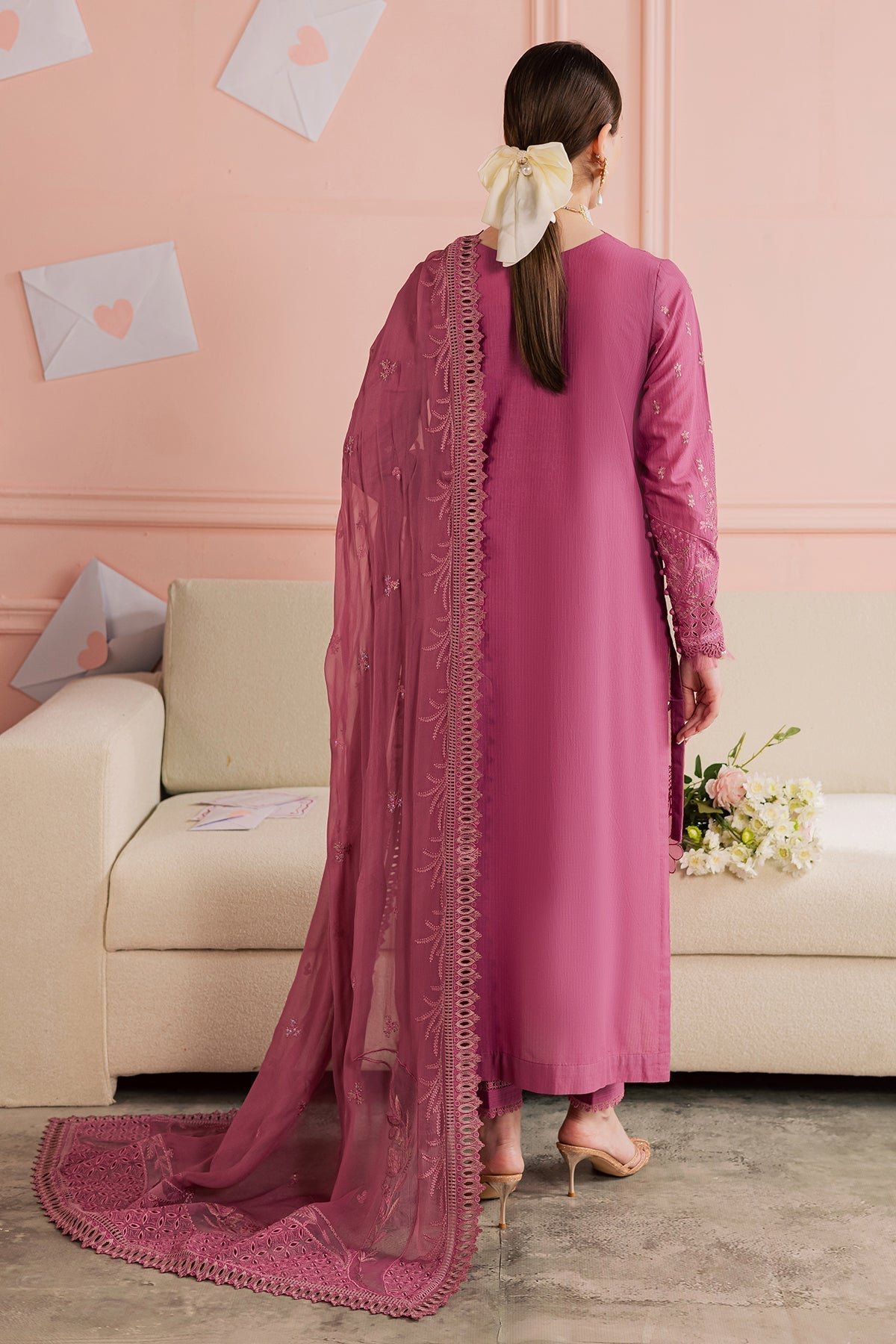 Nureh | Luxury Pret | FE-13-Brand:Nureh-Type:Ladies Clothes-Magenta-Doriya Lawn-House of Maryam- Buy in UK, USA