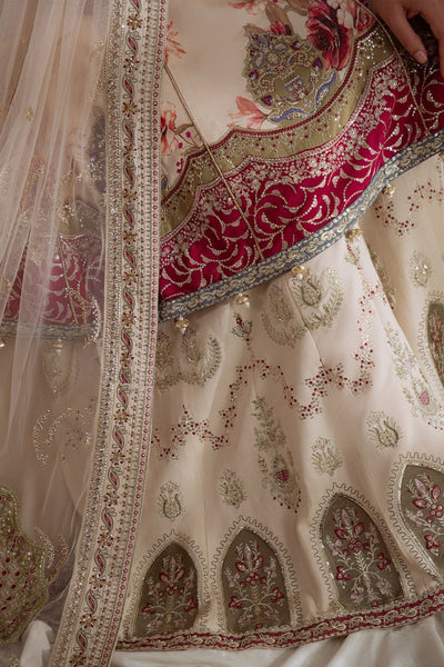 Nureh | Omara Formals | NEL-93-Brand:Nureh-Type:Ladies Clothes-Ivory-Raw Silk-House of Maryam- Buy in UK, USA