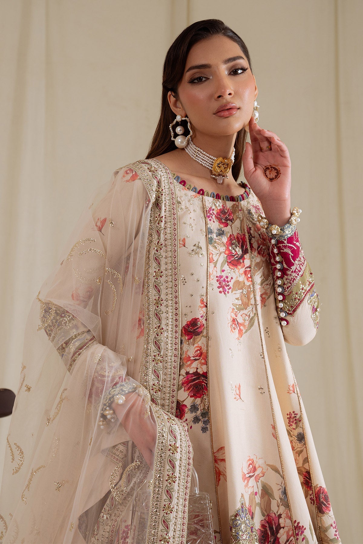 Nureh | Omara Formals | NEL-93-Brand:Nureh-Type:Ladies Clothes-Ivory-Raw Silk-House of Maryam- Buy in UK, USA