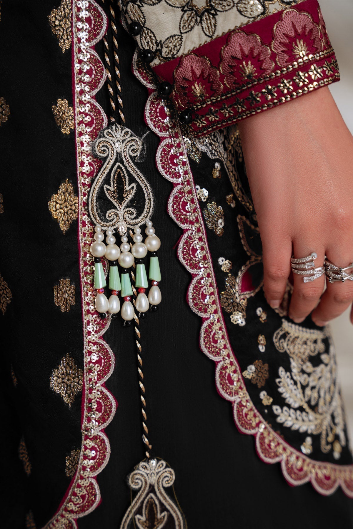 Nureh | Omara Formals | NEL-95-Brand:Nureh-Type:Ladies Clothes-Black-Jacquard-House of Maryam- Buy in UK, USA