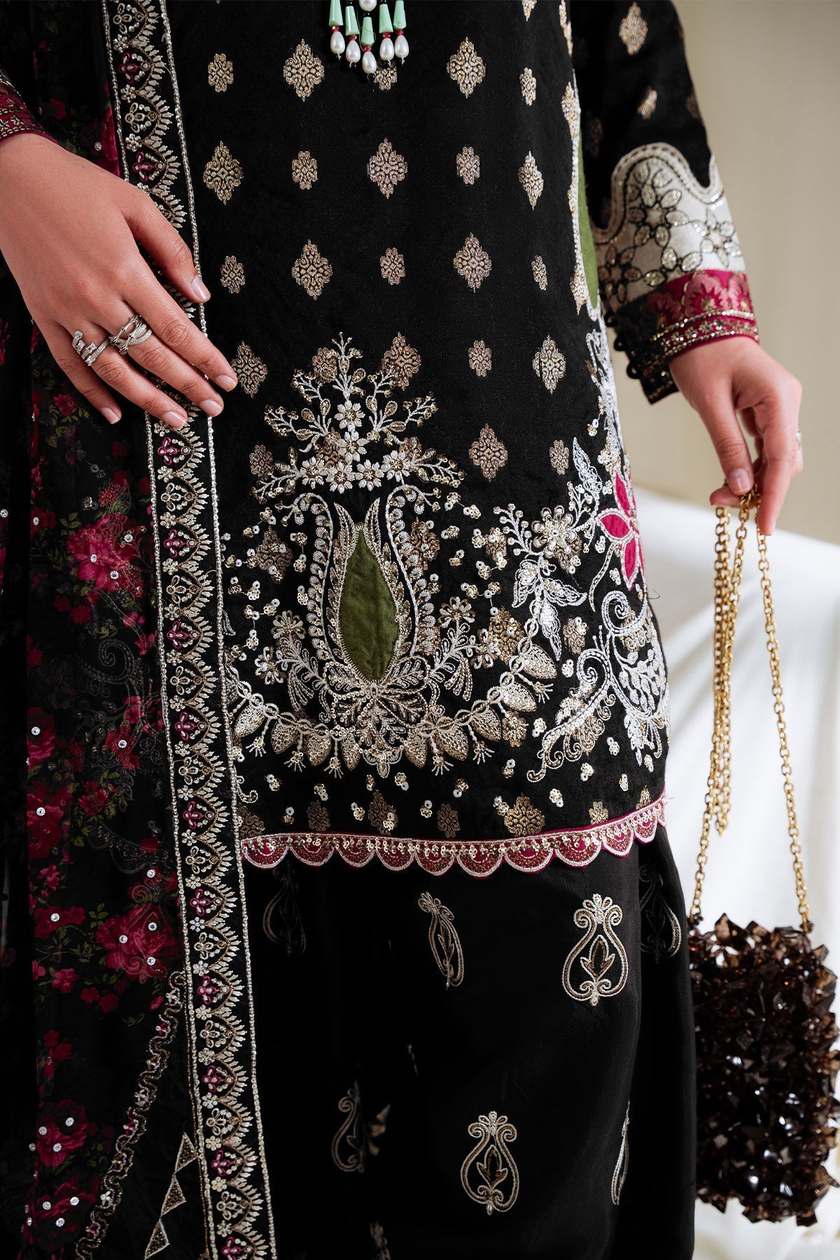 Nureh | Omara Formals | NEL-95-Brand:Nureh-Type:Ladies Clothes-Black-Jacquard-House of Maryam- Buy in UK, USA