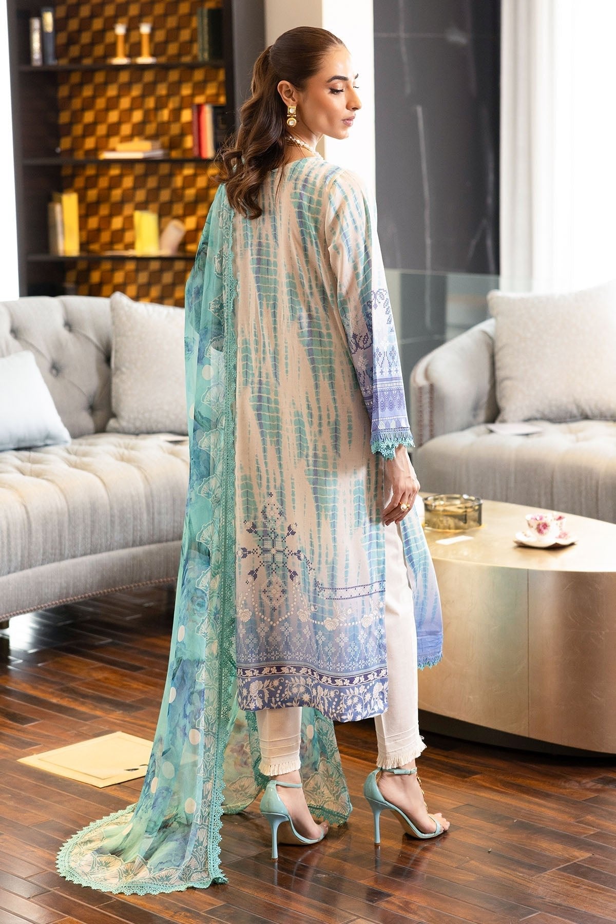 Nureh | Printed lawn 25 | SP-117-Brand:Nureh-Type:Ladies Clothes-Off White-Lawn-House of Maryam- Buy in UK, USA