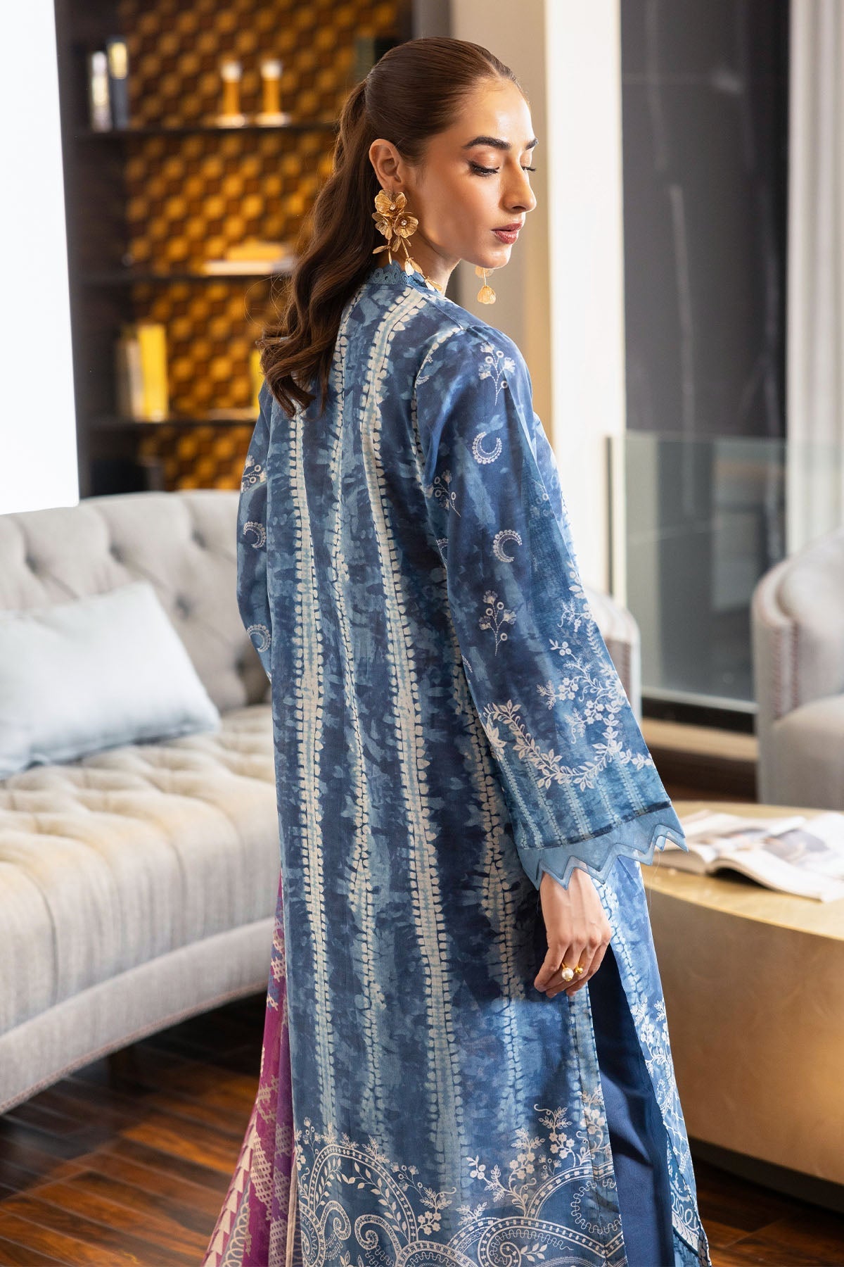 Nureh | Printed lawn 25 | SP-119-Brand:Nureh-Type:Ladies Clothes-Blue-Lawn-House of Maryam- Buy in UK, USA