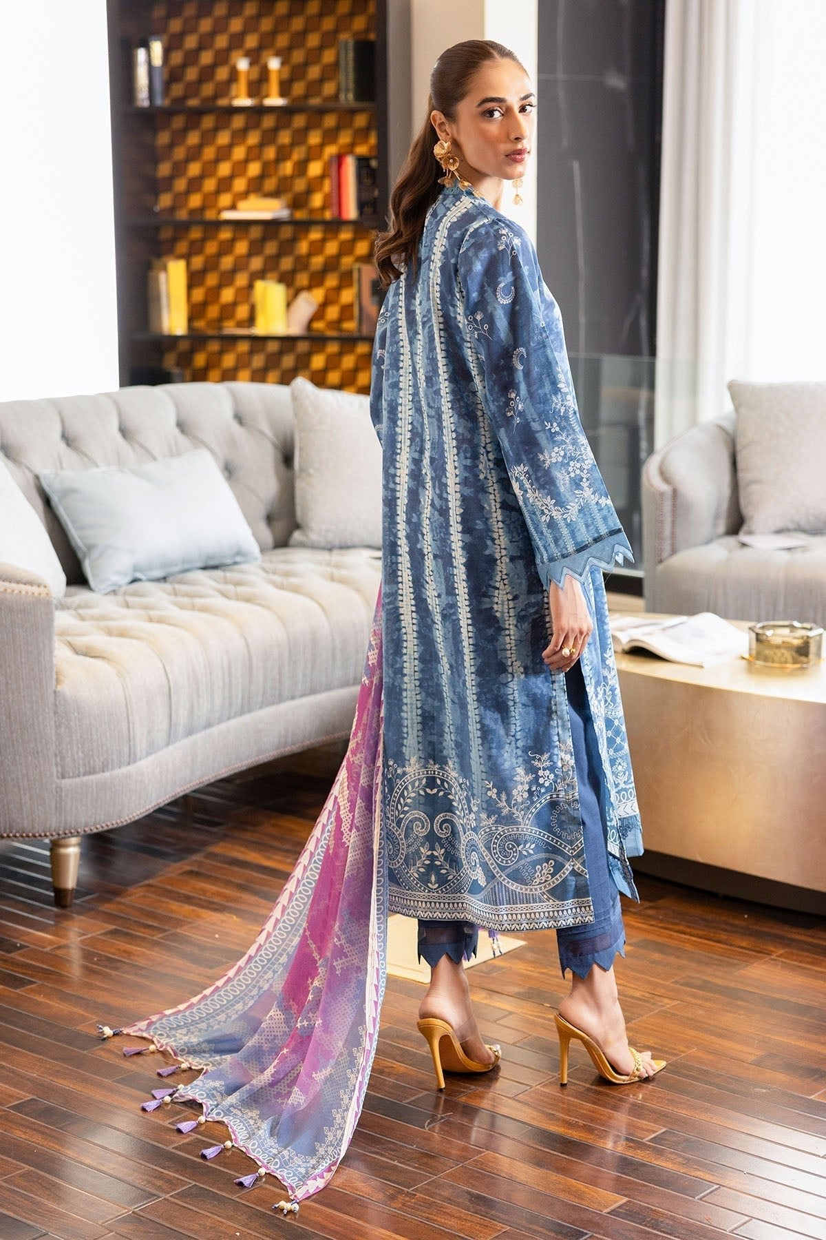 Nureh | Printed lawn 25 | SP-119-Brand:Nureh-Type:Ladies Clothes-Blue-Lawn-House of Maryam- Buy in UK, USA