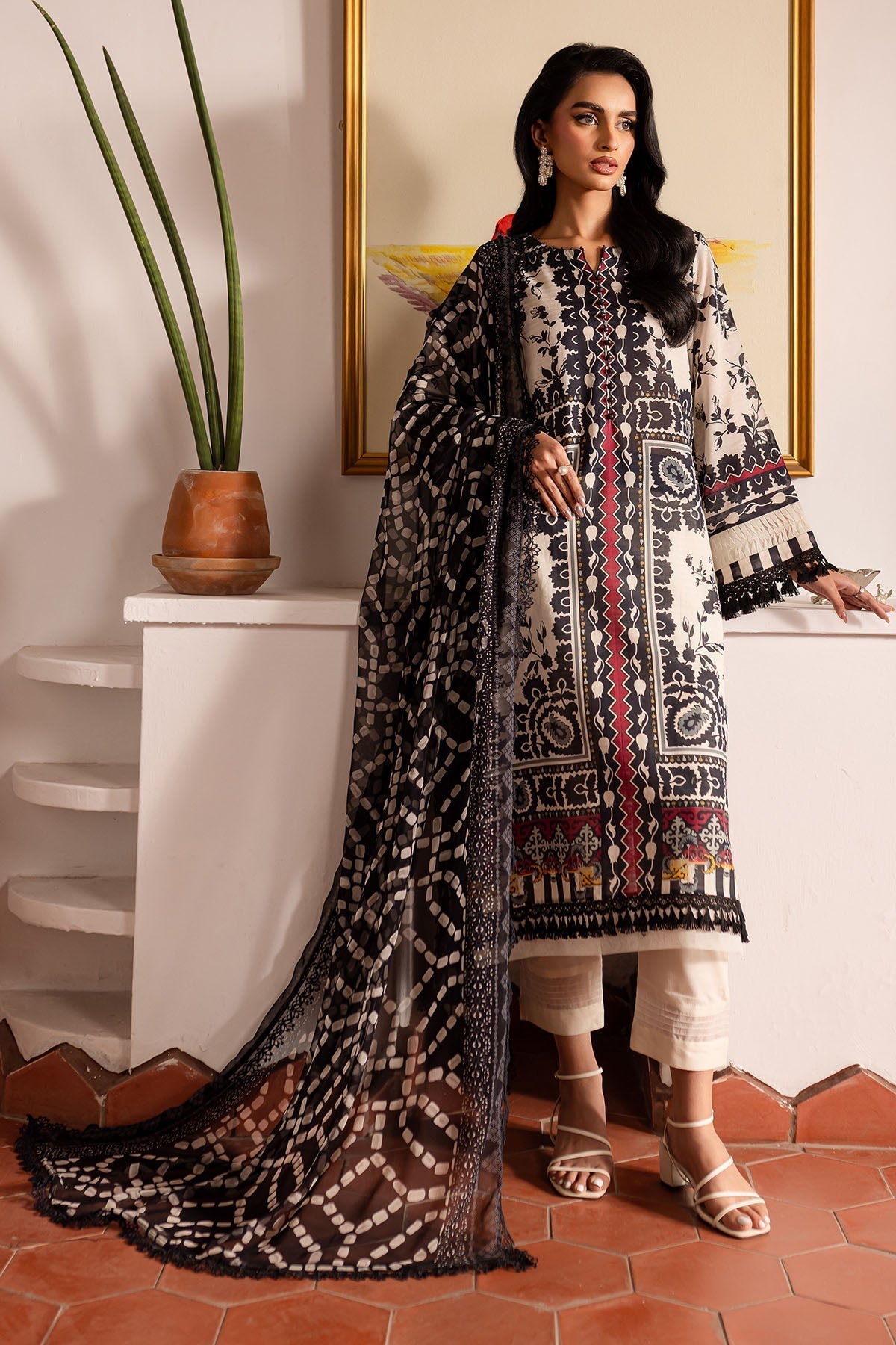 Nureh | Printed lawn 25 | SP-135-Brand:Nureh-Type:Ladies Clothes-Ivory-Lawn-House of Maryam- Buy in UK, USA